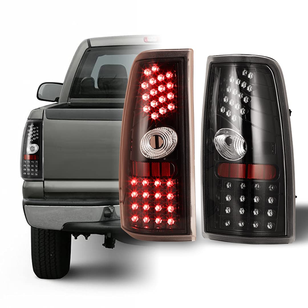 CPW LED Tail Lights for 1999-2006 Chevrolet Silverado & 1999-2003 GMC Sierra - Black Clear Replacement Lights | Durable Aftermarket Upgrade for Trucks, Enhanced Night Visibility & Style