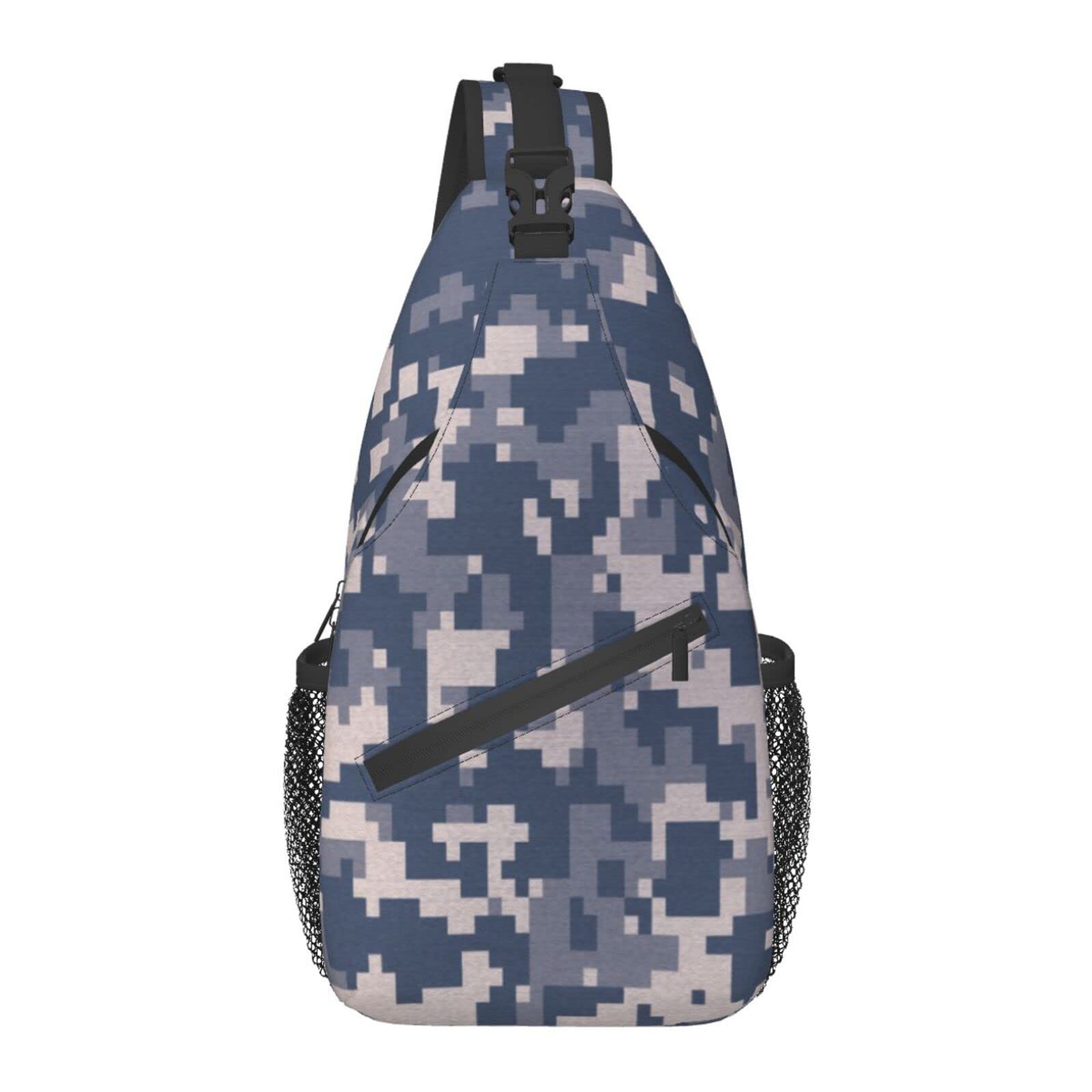 Blue Camouflage Sling Bag - Adjustable Crossbody Shoulder Backpack for Men & Women - Lightweight Chest Bag for Travel, Hiking, Gym, Biking & Camping - Perfect for Outdoor Adventures, Daily Commute & Casual Use
