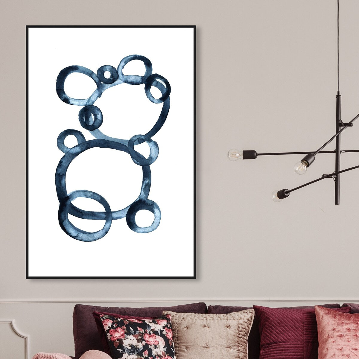Bear Bubbles Modern Baby Bear Fingerpainted Art - White Framed Canvas Wall Print for Nursery & Boys Room Decor - Perfect for Baby Showers, Kids Bedrooms & Playroom Wall Art