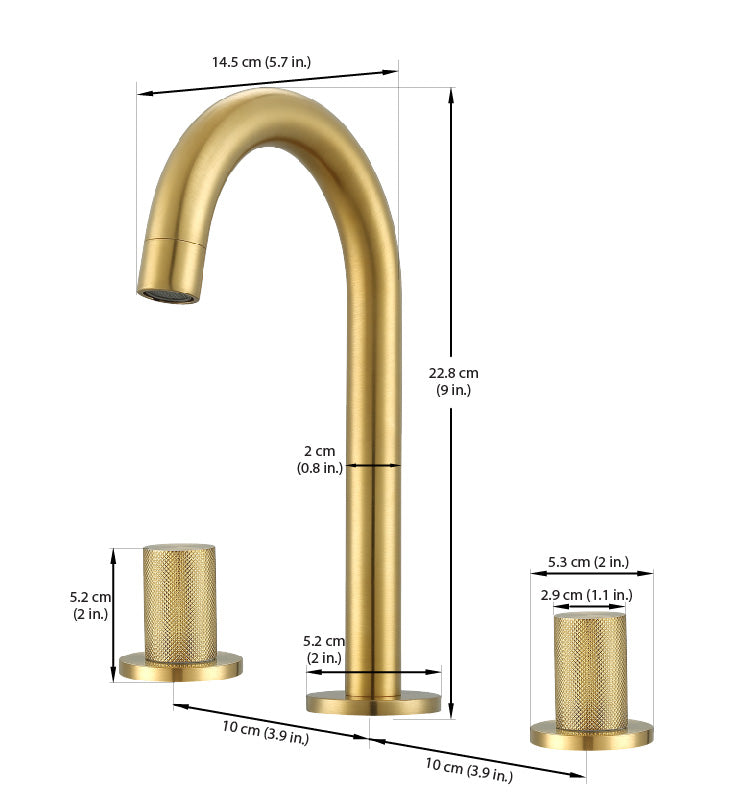 Ancona Industria Series Widespread Bathroom Faucet in Brushed Gold - Modern Luxury Fixture for Vanity Sinks & Powder Rooms
