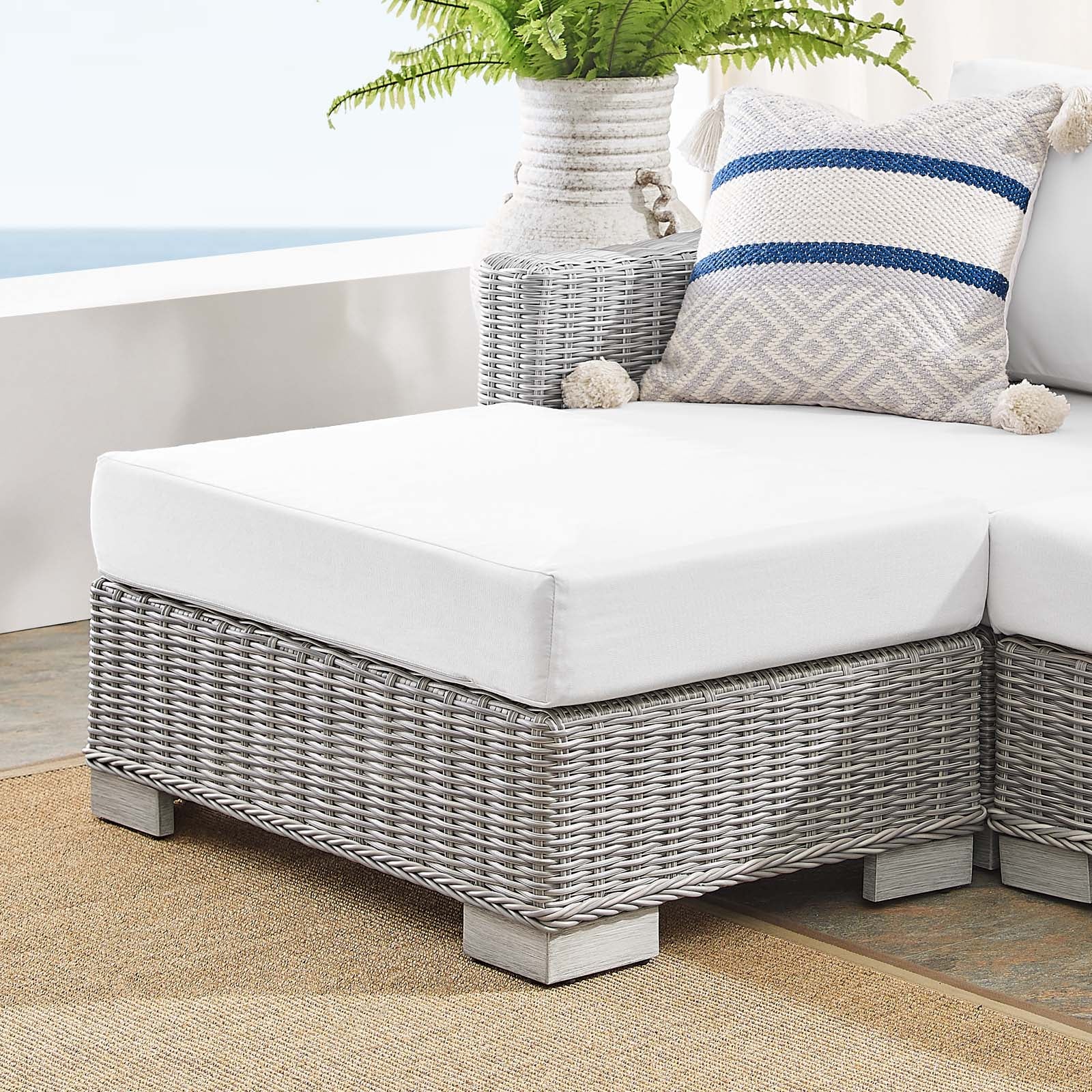 Conway Sunbrella® Outdoor Patio Wicker Rattan 6-Piece Furniture Set - Durable All-Weather Rattan Sofa Set for Garden, Poolside & Backyard Relaxation