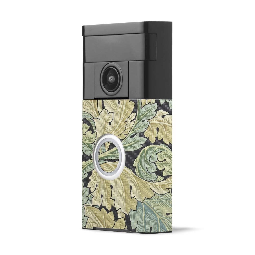 MightySkins Carbon Fiber Skin for Ring Video Doorbell - Acanthus | Protective & Durable Textured Cover | Easy to Apply & Remove | Made in USA | Perfect for Home Security & Smart Doorbell Protection