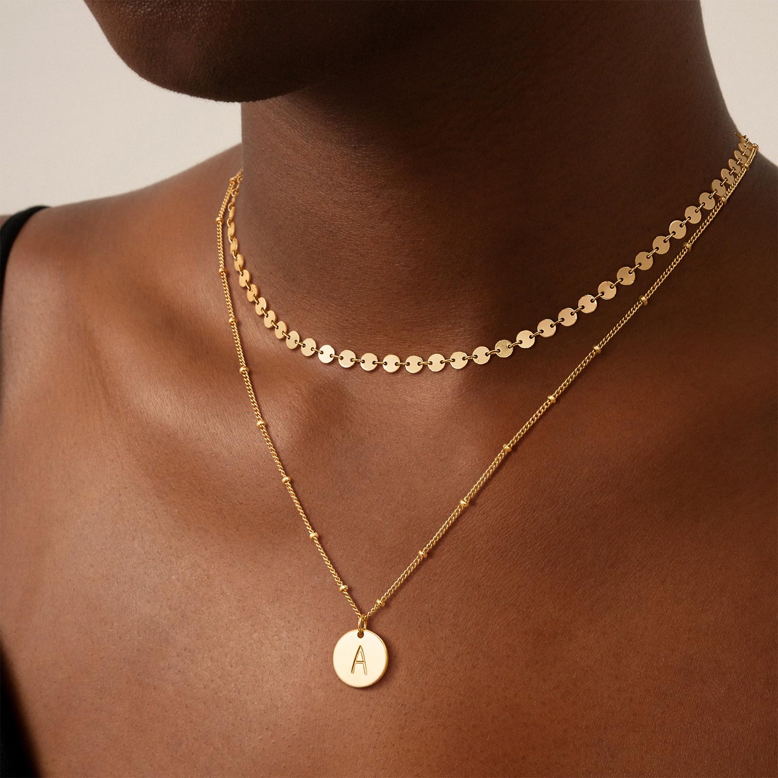 BENEIGE 14K Gold Plated Initial Necklace for Women - Personalized Letter Pendant, Dainty Layered Gold Necklace Jewelry Gift for Her | Perfect for Birthday, Anniversary, Valentine's Day & Everyday Wear