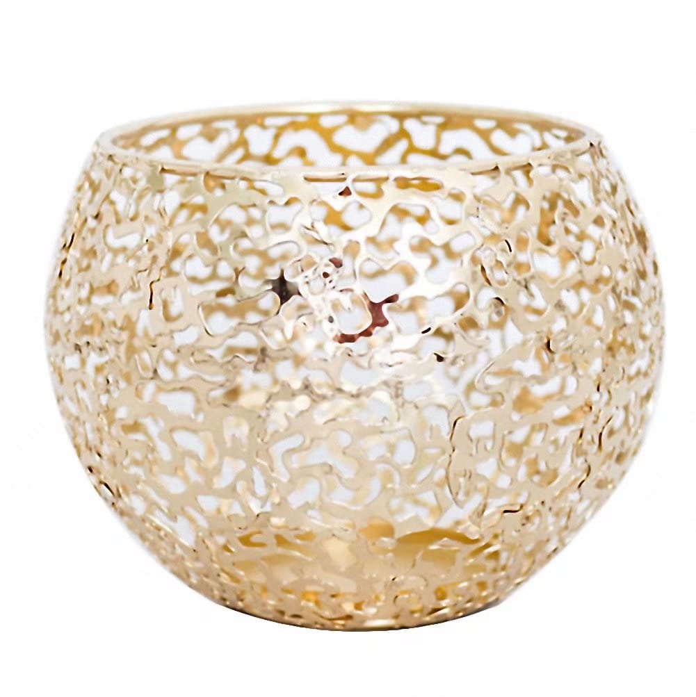 Elegant Gold Decorative Candle Holder Lanterns - Hollow Tea Light Candlestick for Wedding, Home, Party Decor - Perfect for Centerpieces, Romantic Dinners & Holiday Decorations
