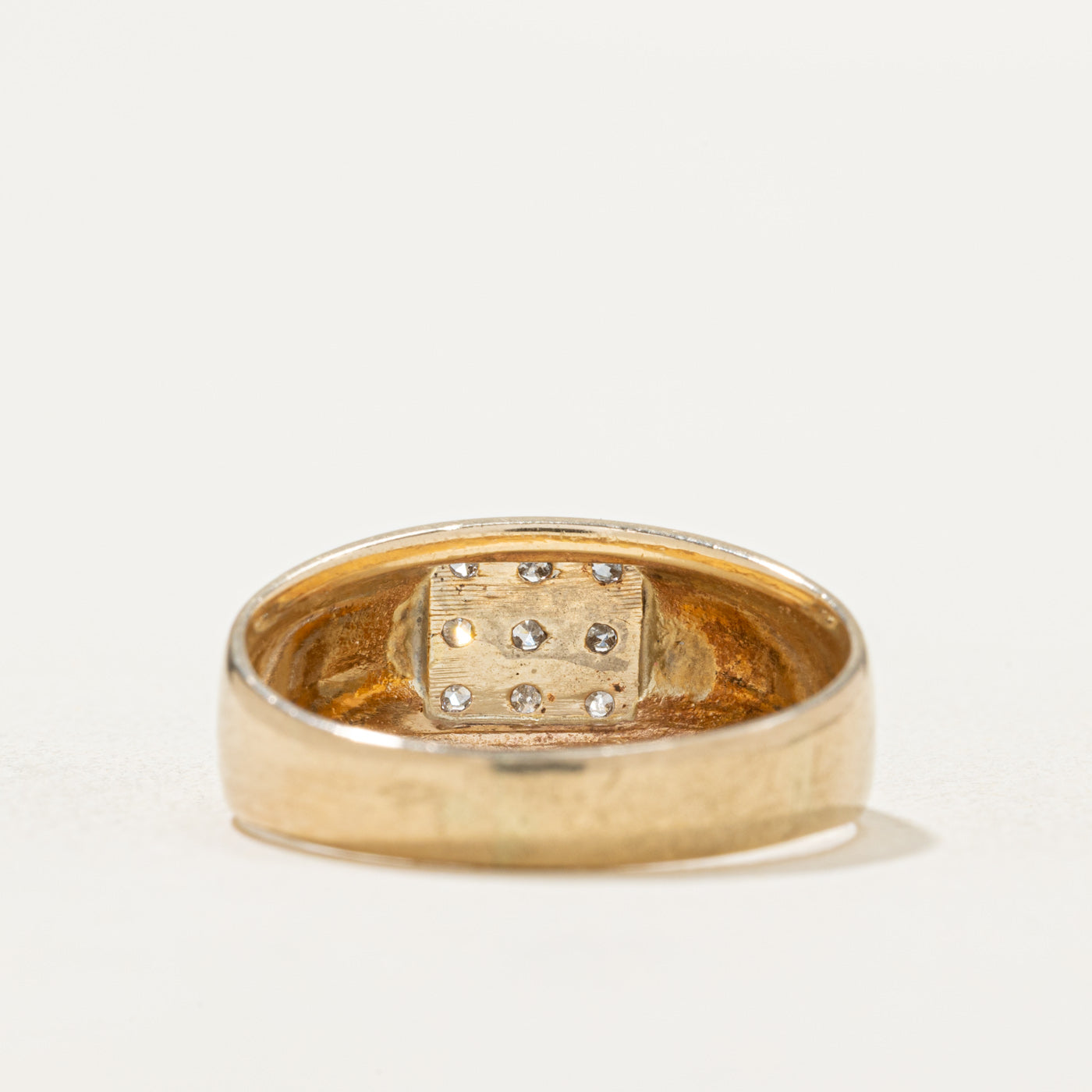 14K Gold Grid Diamond Ring - 0.06 Carat Total Weight (CTW) - Size 8.5 - Elegant Wedding Band & Anniversary Gift for Women