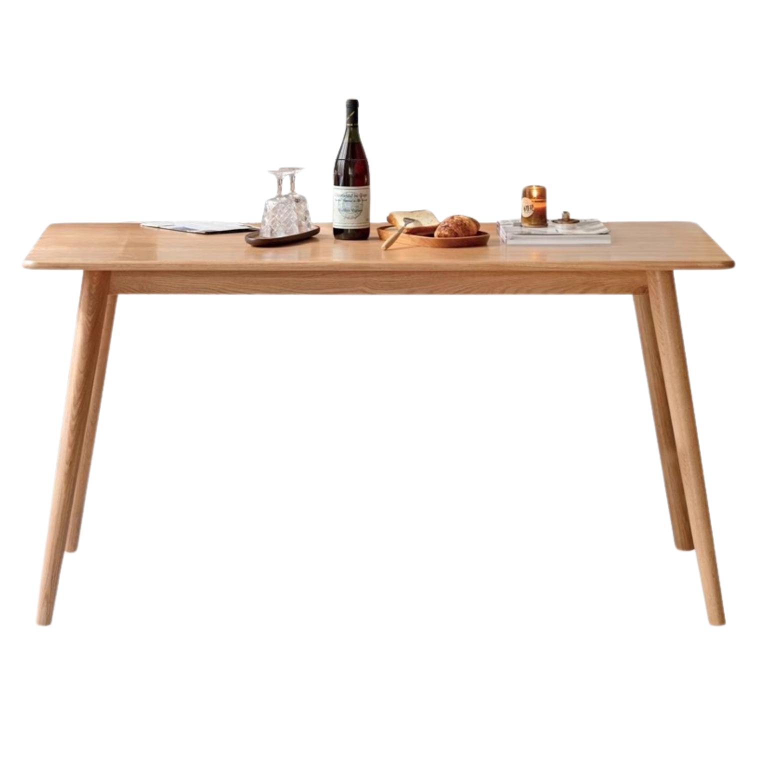 Solid Oak Wood Modern Dining Table - Rustic Farmhouse Style for Kitchen, Dining Room & Small Space - Perfect for Family Gatherings & Dinner Parties
