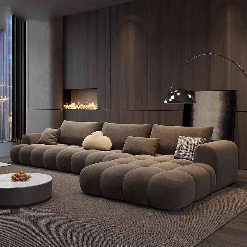 Stretch Puffs Modular Sectional Sofa Set - Comfortable Modern L-Shaped Couch for Living Room, Lounge & Home Theater