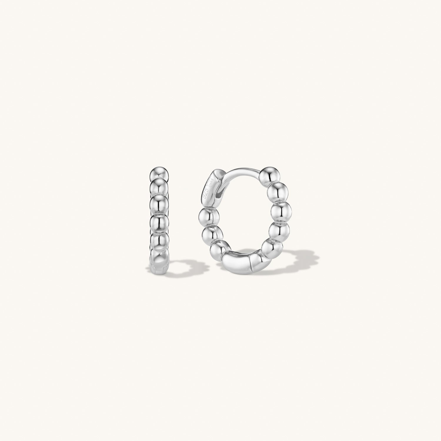 Sterling Silver Beaded Huggie Hoop Earrings for Women - Perfect for Everyday Wear, Parties & Special Occasions