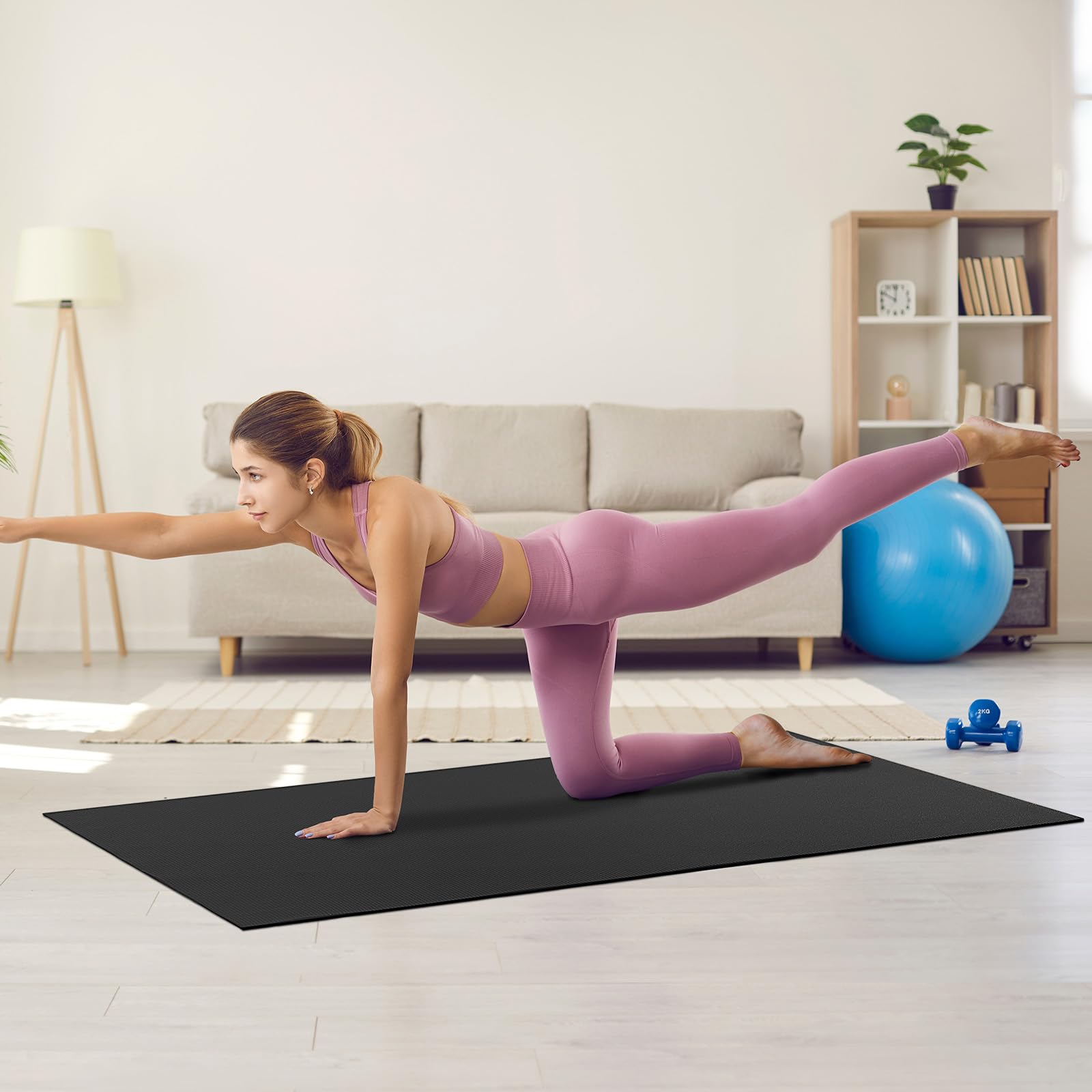 VEVOR Extra Large Non-Slip Yoga Mat - 6mm Thick High Density Exercise Mat for Home Workouts, Pilates & Floor Exercises | Includes Carry Bag & Strap | Ideal for Men & Women | Perfect for Yoga, Gym & Fitness Training