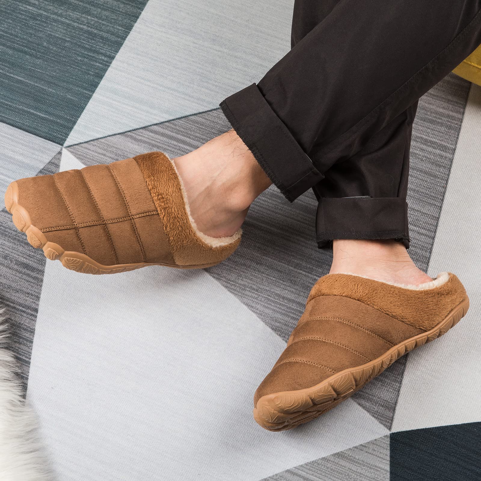 Josaywin Men's Memory Foam Slippers - Soft Plush Fleece Lining, Slip-On Indoor/Outdoor House Shoes for Comfort & Support - Perfect for Home, Office, and Travel Use