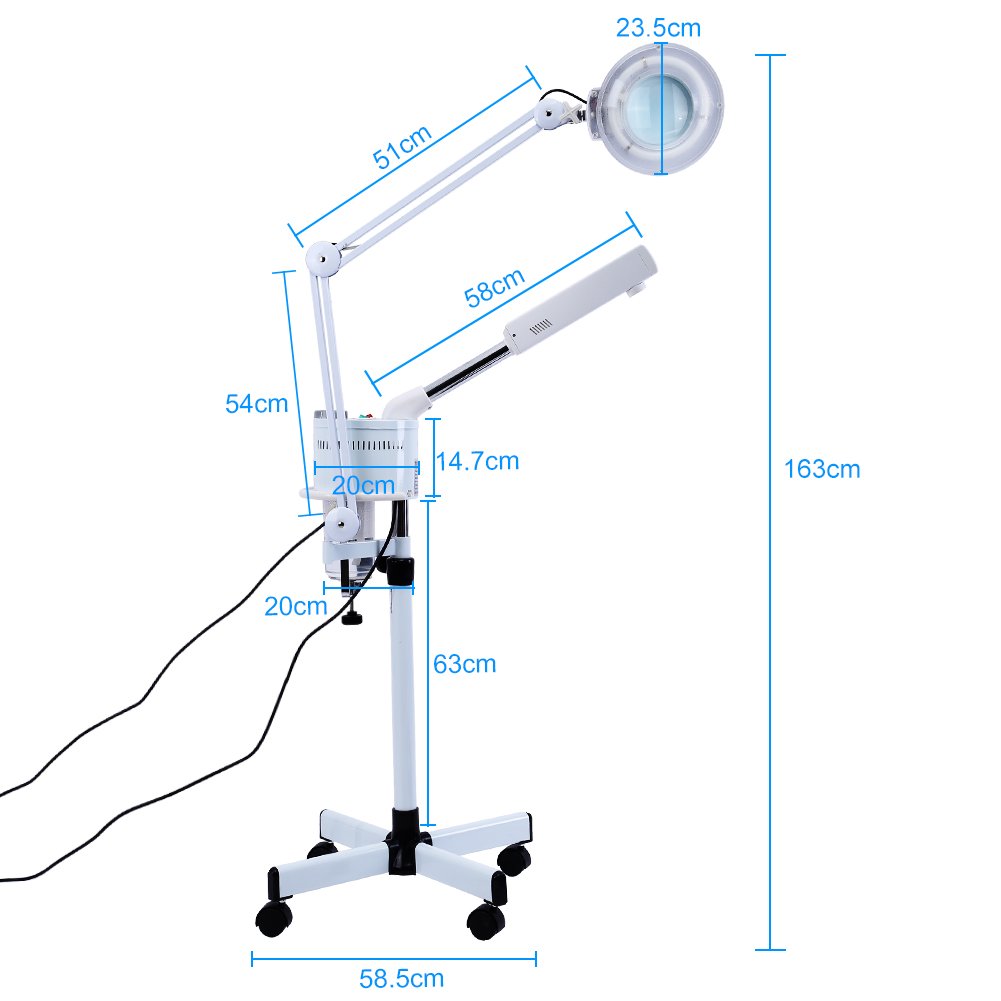 Professional 3-in-1 Facial Steamer with 5X Magnifying Lamp & Aromatherapy - LED Floor Magnifier Light with Rolling Wheels for Salon, Spa & Home Skincare Treatments - Perfect for Deep Cleansing, Blackhead Removal & Relaxation