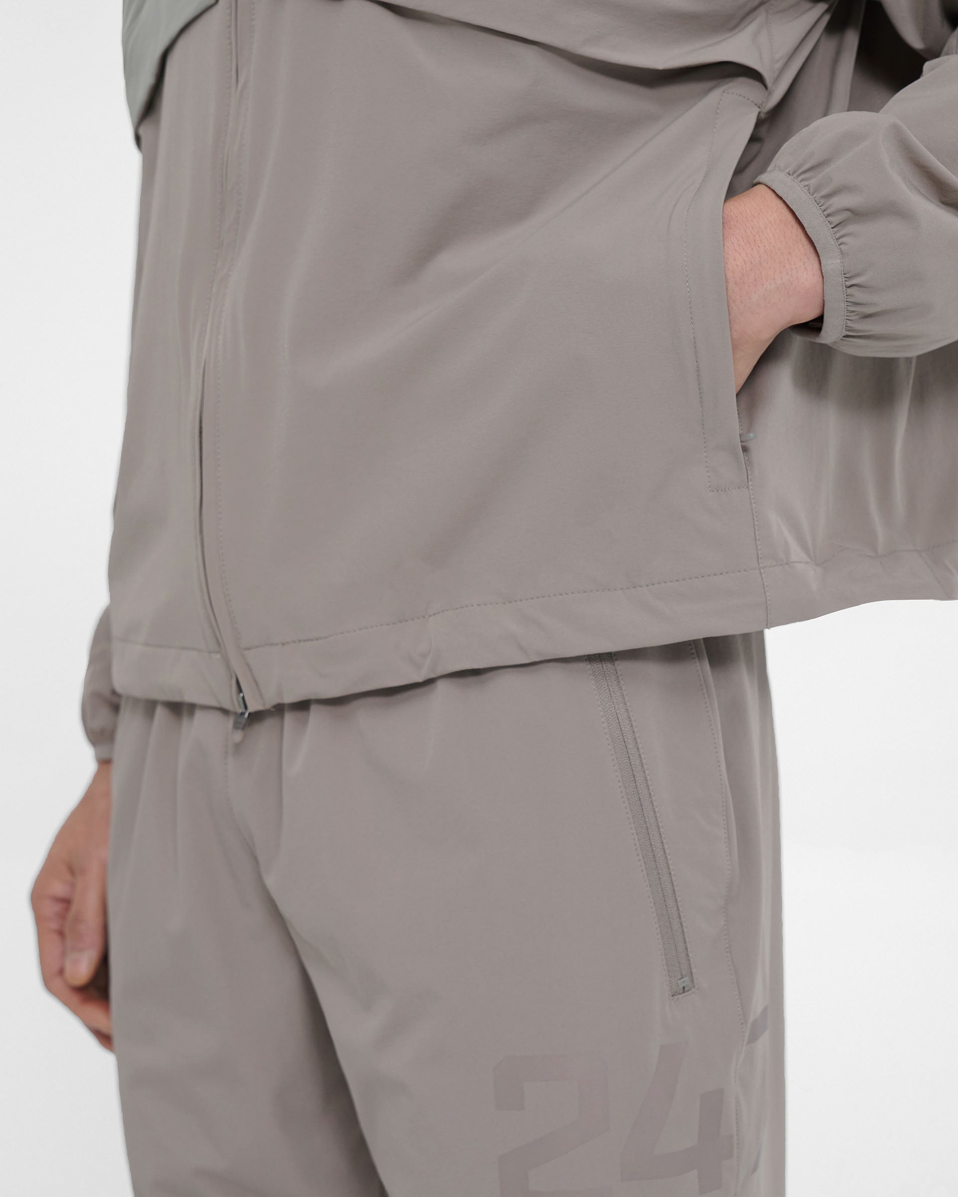 247 Hooded Training Jacket for Men & Women - Lightweight Cinder Grey Workout Jacket with Zipper Pockets - Perfect for Gym, Running & Outdoor Sports