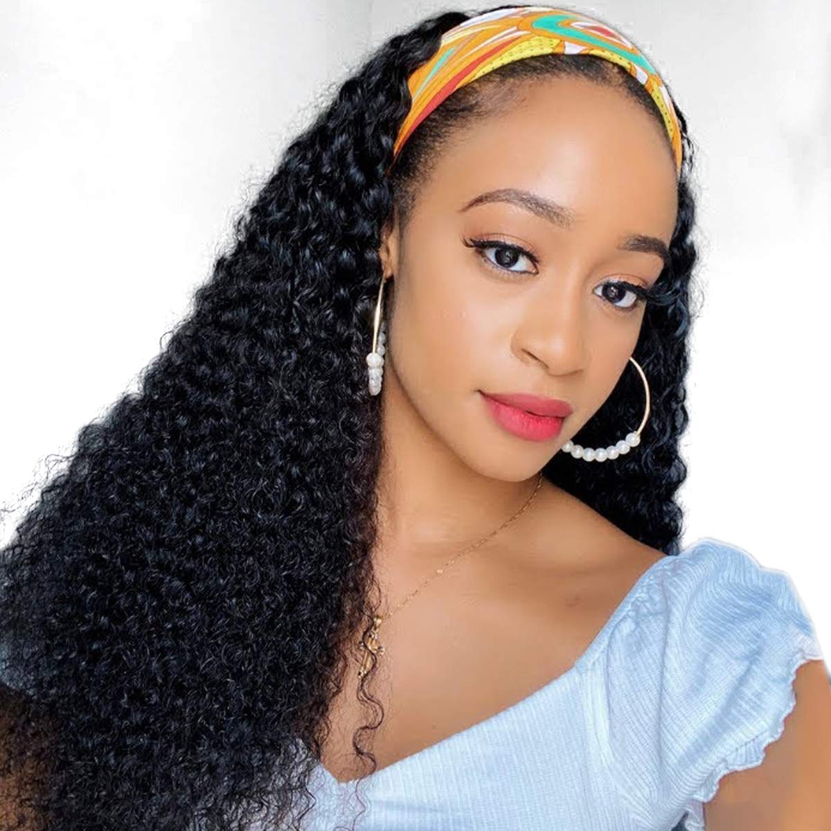 22 Inch XSY Deep Wave Headband Wig - Brazilian Human Hair Glueless Machine Made Wig for Black Women | Perfect for Daily Wear, Parties & Protective Styling