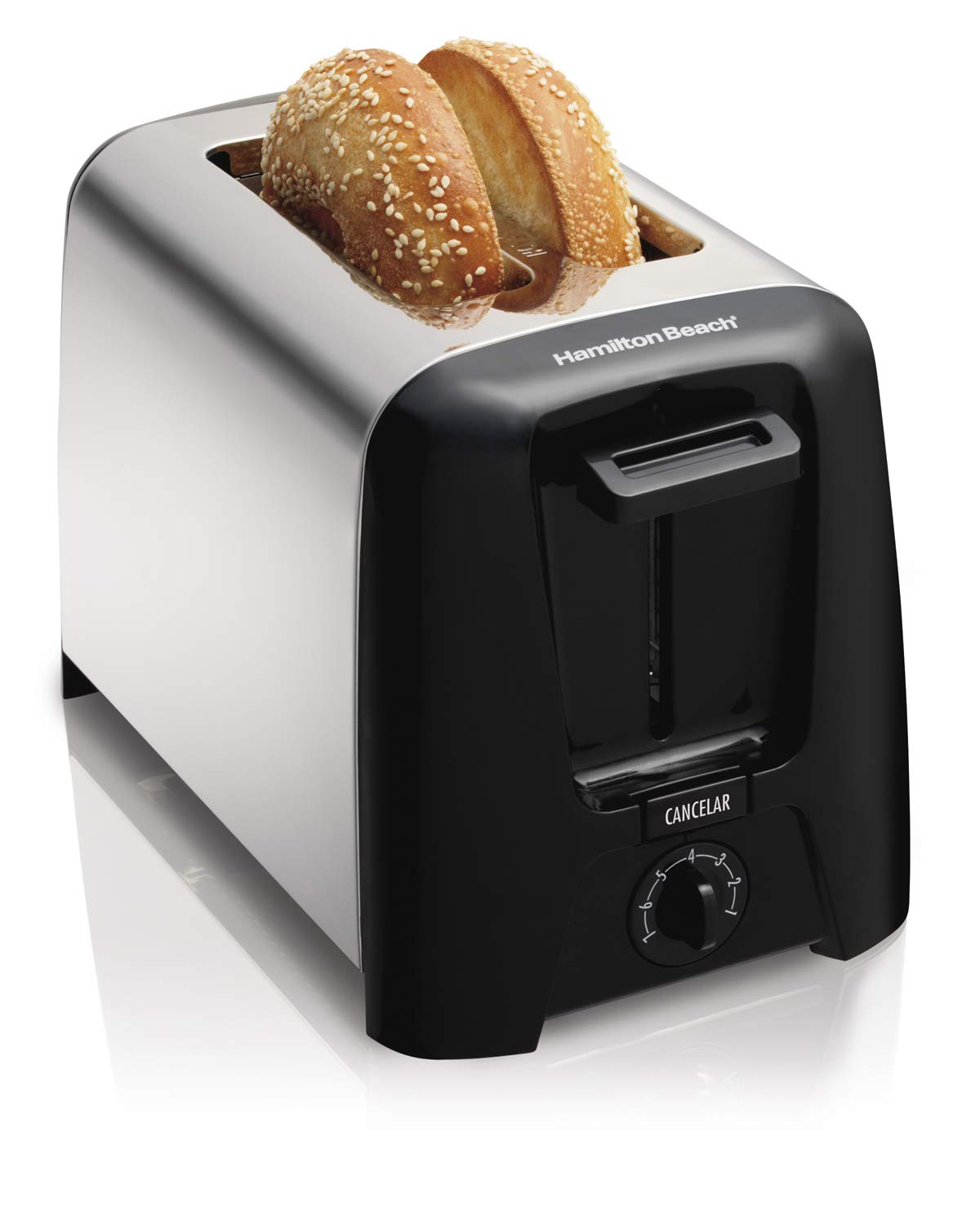 Hamilton Beach Chrome/Black Electric Toaster 220V - Perfect for Breakfast, Office, or Dorm Room Use
