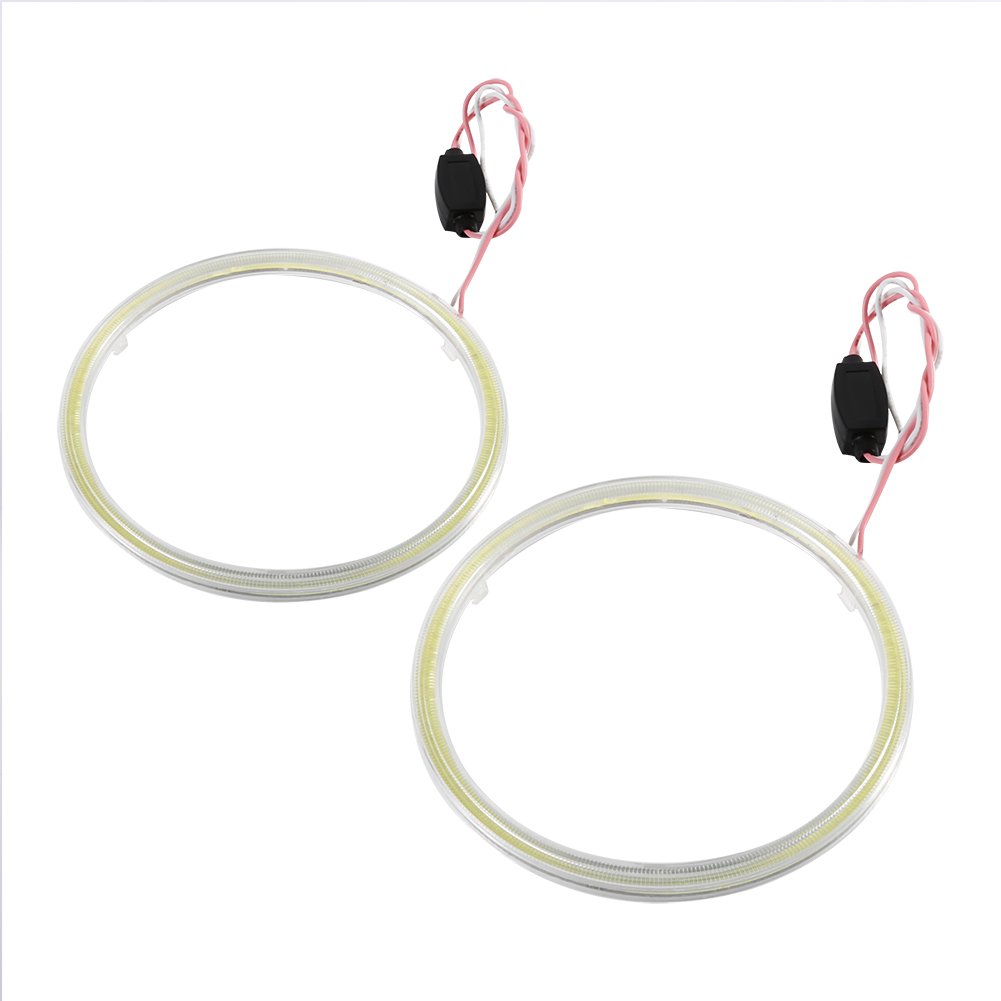 Keenso 110mm COB LED Halo Rings - White 12V Headlight Kit for Motorcycle & Car | Durable Halo Lights for Night Driving & Custom Vehicle Styling