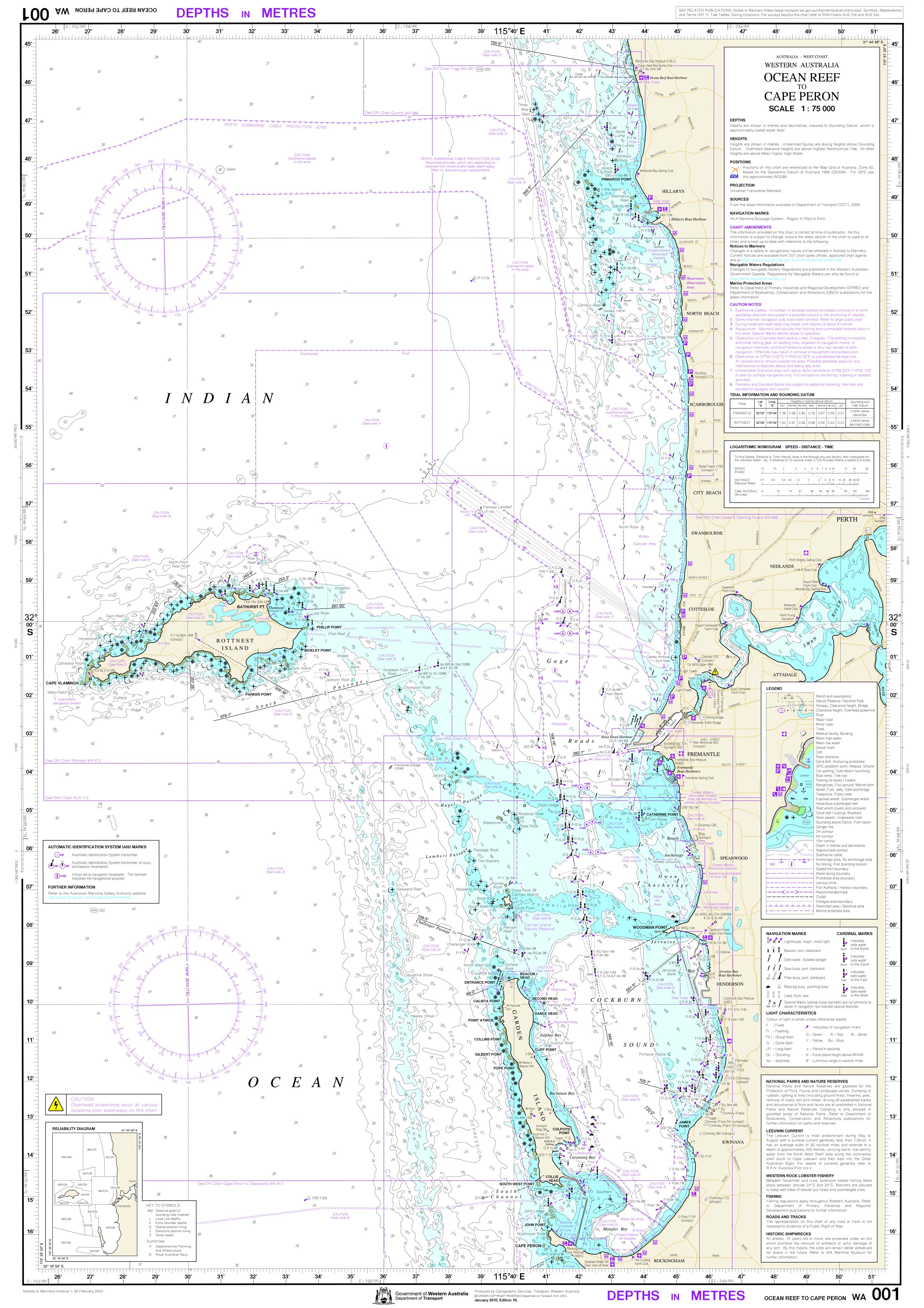 Ocean Reef to Cape Peron DPI Fishing Chart - Marine Navigation Map for Boating & Fishing Enthusiasts | Perfect for Offshore Angling & Coastal Exploration