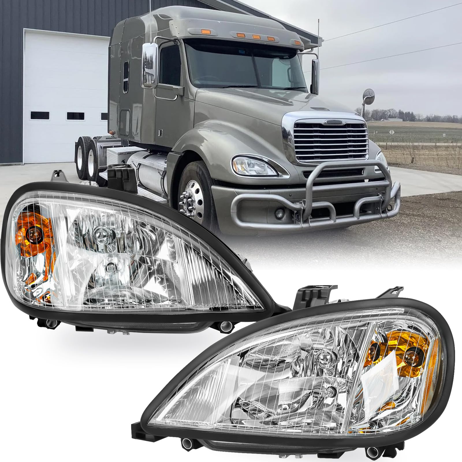 SUPERFASTRACING LED Headlights Headlamps Left & Right Pair Set Replacement for 2004-2017 Freightliner Columbia - High Performance Truck Lighting for Night Driving & Foggy Conditions
