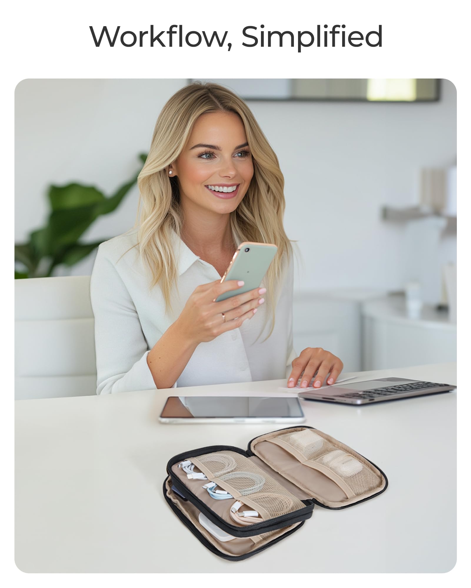 BAGSMART Electronics Organizer Travel Case - Waterproof Cable Organizer Pouch for Charger, Phone, iPad - Perfect Travel Accessories for Women & Men - Ideal for Business Trips, Vacation, Daily Commute