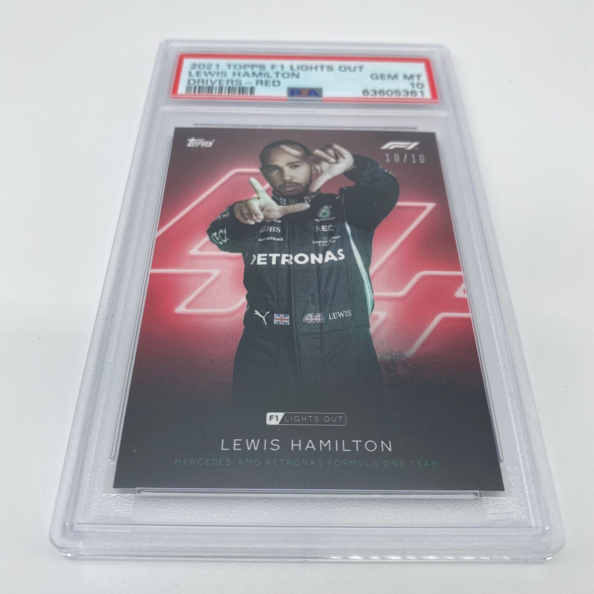 PSA 10 Graded Lewis Hamilton 2020 Topps Chrome F1 Drivers Red Parallel /10 - Rare Racing Collectible for Display & Investment
