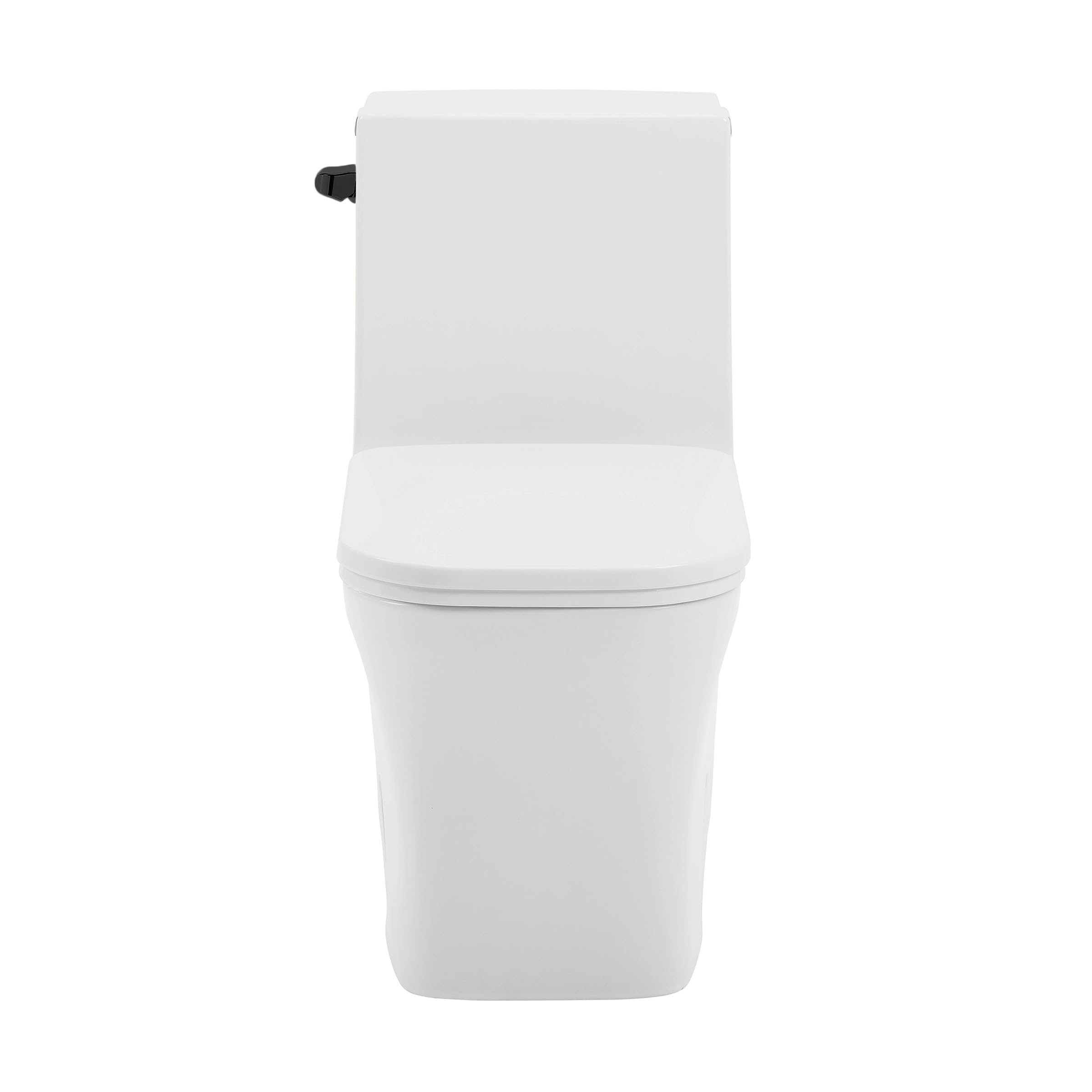 Concorde One-Piece Square Toilet with Side Flush, 1.28 GPF Water Saving Design, Modern Black Hardware - Perfect for Small Bathrooms, Apartments & Contemporary Homes