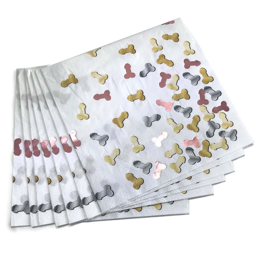 Glitterati Penis Party Napkins - 8 Pack Disposable Fun Napkins for Bachelorette Parties, Adult Celebrations & Funny Gifts - Perfect for Themed Events & Girls Night Out