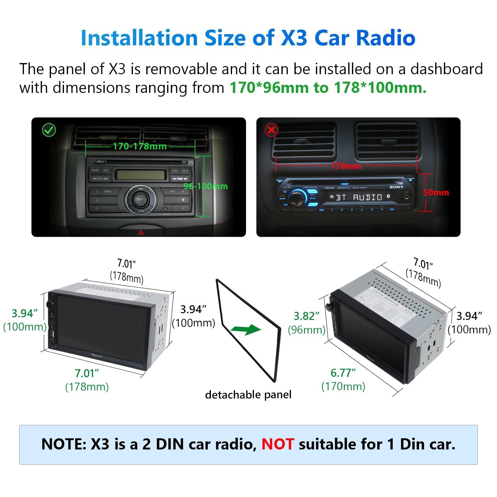 Eonon 7 Inch QLED Double Din Car Stereo with Wireless CarPlay & Android Auto - Bluetooth, USB, DSP, Fast Charge, Touchscreen, MirrorLink, Backup Camera - Compatible with Most Vehicles for Road Trips & Daily Commute