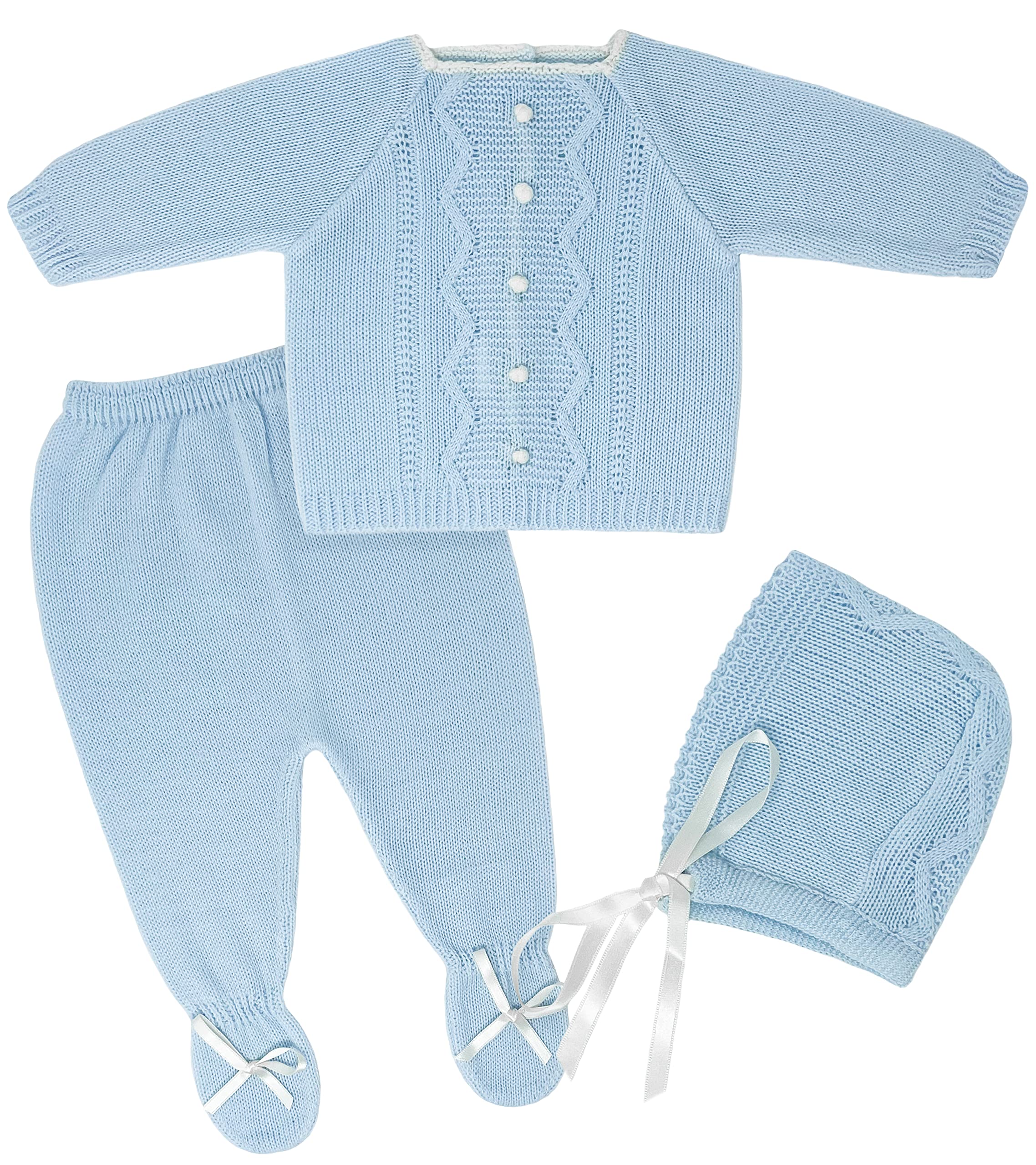 Newborn Baby Knitted Clothes Set - Soft Cotton Coming Home Outfit for Boys & Girls | Perfect for Hospital Photos, Christening & First Birthday