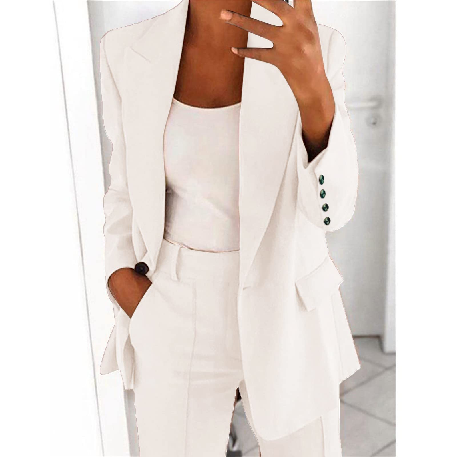 Women's Western Wine Blazer - Office Jacket & Work Skirt Set - Summer Slim Suit for Business & Casual Wear - Small Size White - Perfect for Office, Meetings & Professional Events