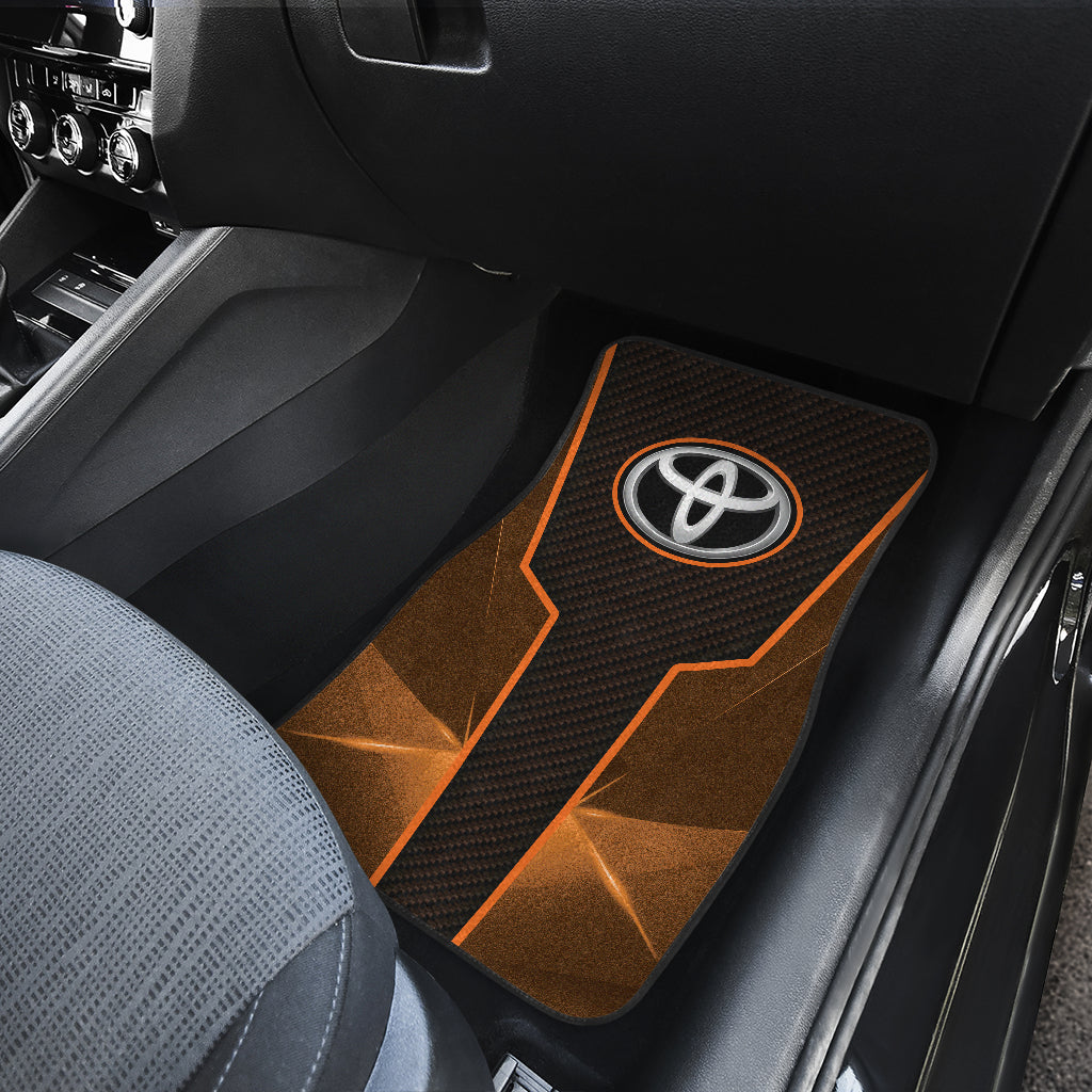 Premium All-Weather Toyota Car Floor Mats - Heavy Duty Orange Custom Fit for Camry, Corolla, RAV4 (Model 210302) | Waterproof & Durable for Daily Commute, Road Trips & Family Travel
