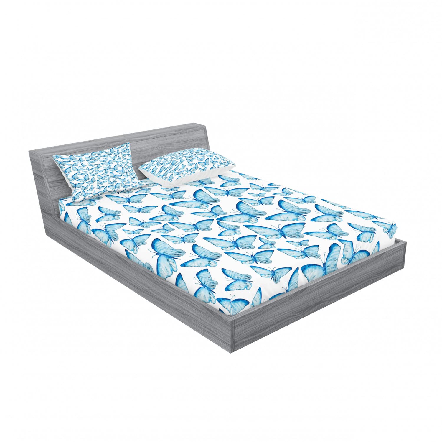 Ambesonne Tribal Queen Size 2-Pack Fitted Sheet & 4 Pillow Sham Set - Bohemian Style Bedding Decor in White and Blue - Perfect for Guest Rooms, Vacation Homes and Boho Chic Bedroom Makeovers