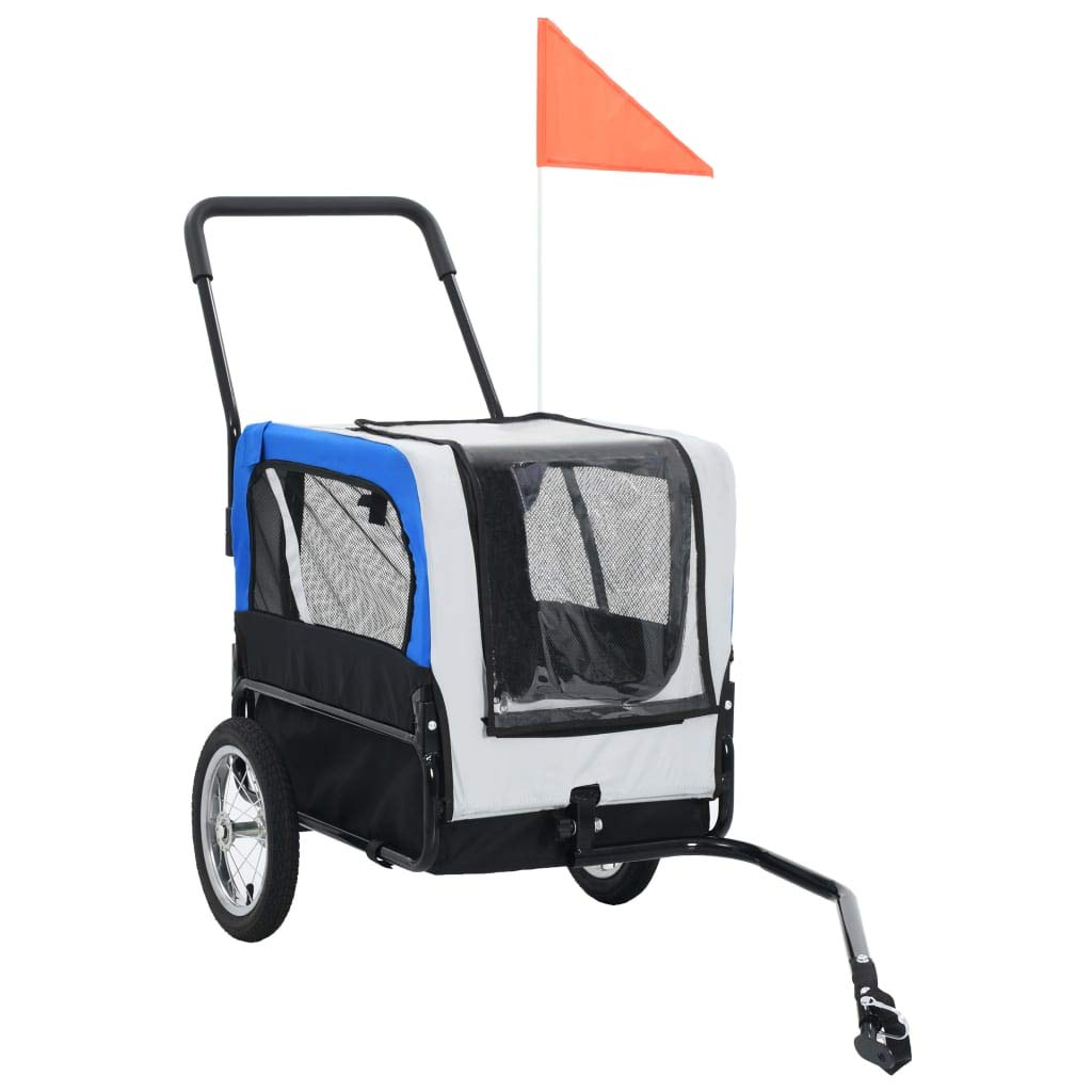 2-in-1 Dog Bicycle Trailer & Jogging Stroller for Small to Medium Pets - 360° Swivel Wheels & Rain Cover Included - Perfect for Cycling, Running, and Outdoor Adventures with Your Dog or Cat