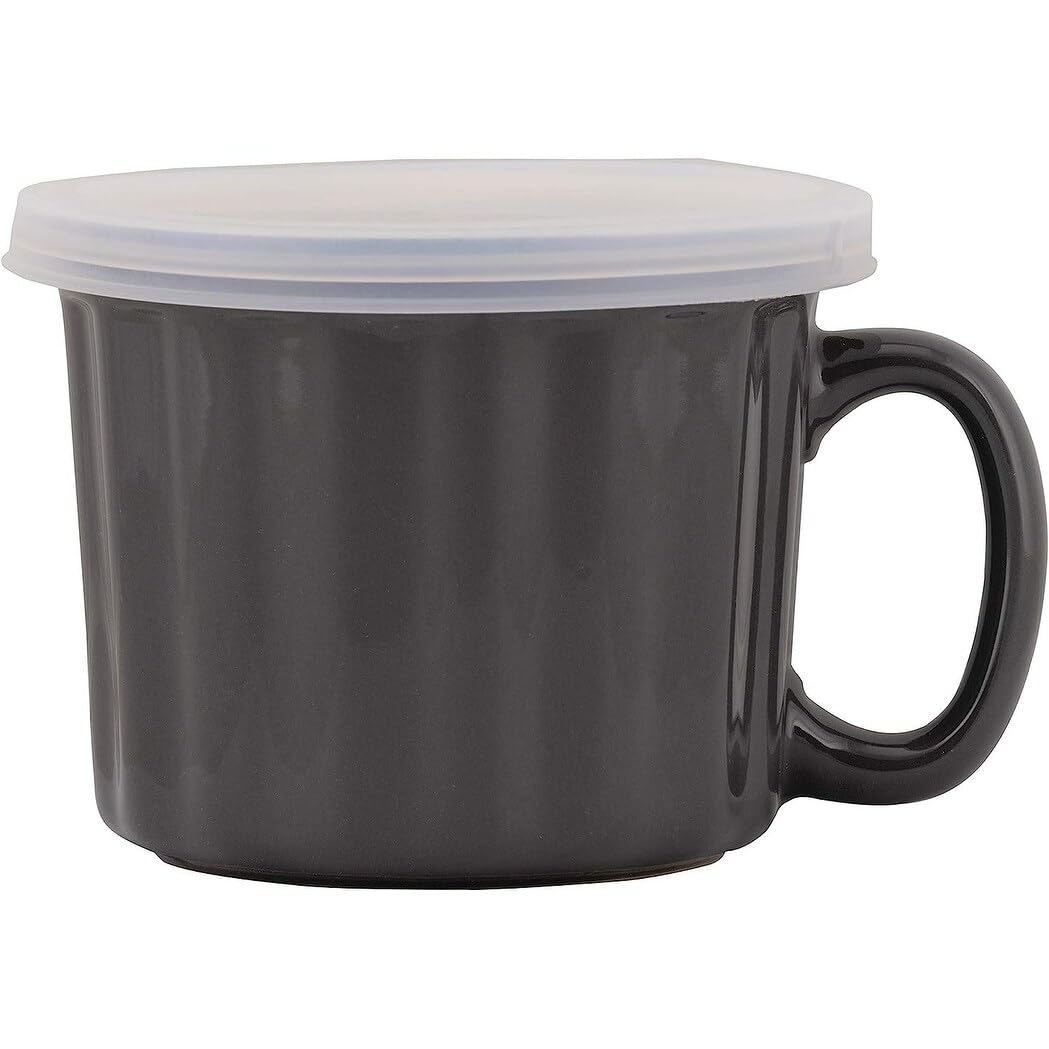 Strawberry Street 16 oz Soup Mugs with Lids - Set of 4 Turquoise Ceramic Bowls for Soup, Cereal, Pasta & Hot Drinks - Microwave & Dishwasher Safe
