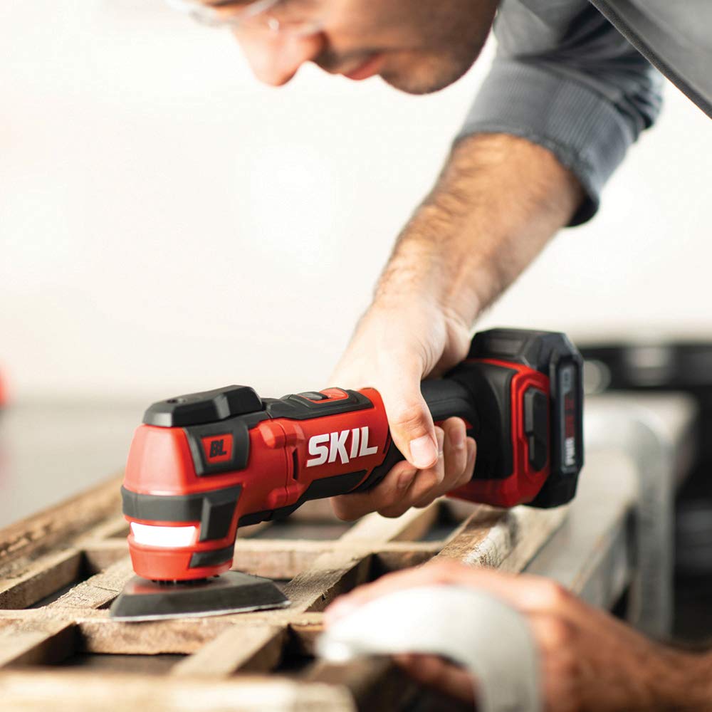 SKIL CB738701 3-Tool Combo Kit - Brushless 12V Cordless Drill Driver (1/2 Inch), Oscillating Multi-Tool & Work Light with 2.0Ah Lithium Battery & Charger - Perfect for DIY Projects, Home Repairs & Professional Construction Work