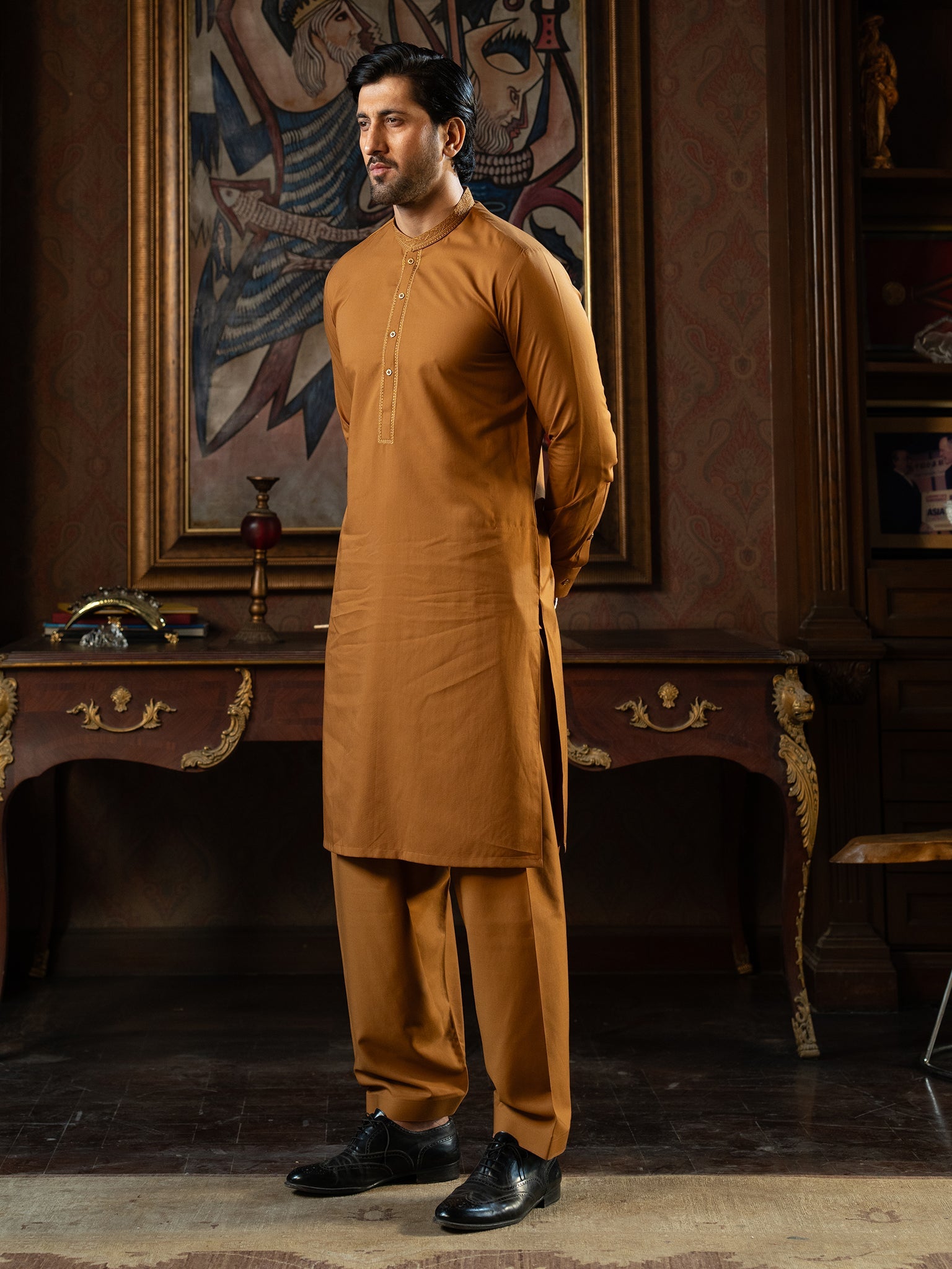 Blended Burberry Cathay Spice Kurta Trouser by J. Junaid Jamshed - Stylish Pakistani Ethnic Wear for Men, Perfect for Weddings, Festivals & Special Occasions