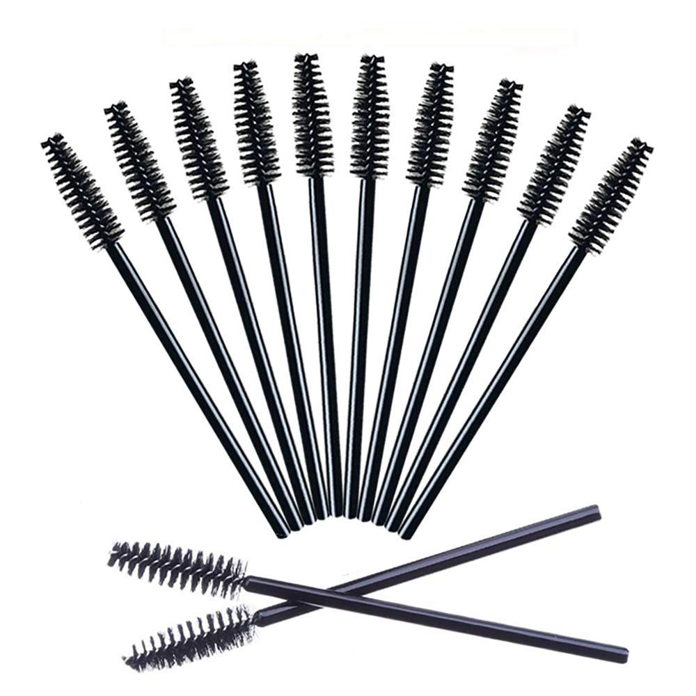 ProLeo 100 Pack Disposable Eyelash Brushes - Black Plastic Mascara Wands & Eyelash Combs for Professional Makeup Artists, Salon Use & DIY Lash Extensions at Home