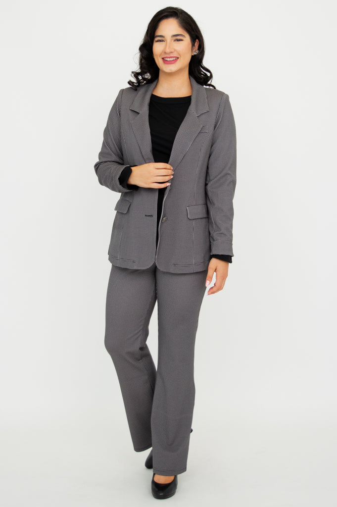 Stylish Kacey Blazer for Women - Premium Houndstooth Pattern Modal Fabric - Perfect for Office Wear, Business Meetings & Formal Occasions