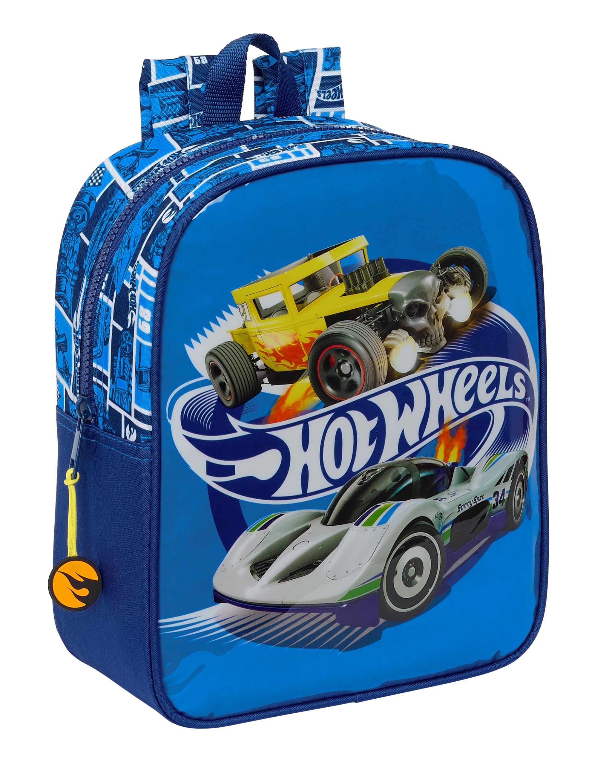 Hot Wheels SONNY Kids Backpack - School Backpack with Adjustable Strap, Fits on Luggage Cart, Perfect for Kindergarten, Durable & Comfortable, 22 x 10 x 27 cm, Navy Blue - Ideal for School, Travel & Daily Use