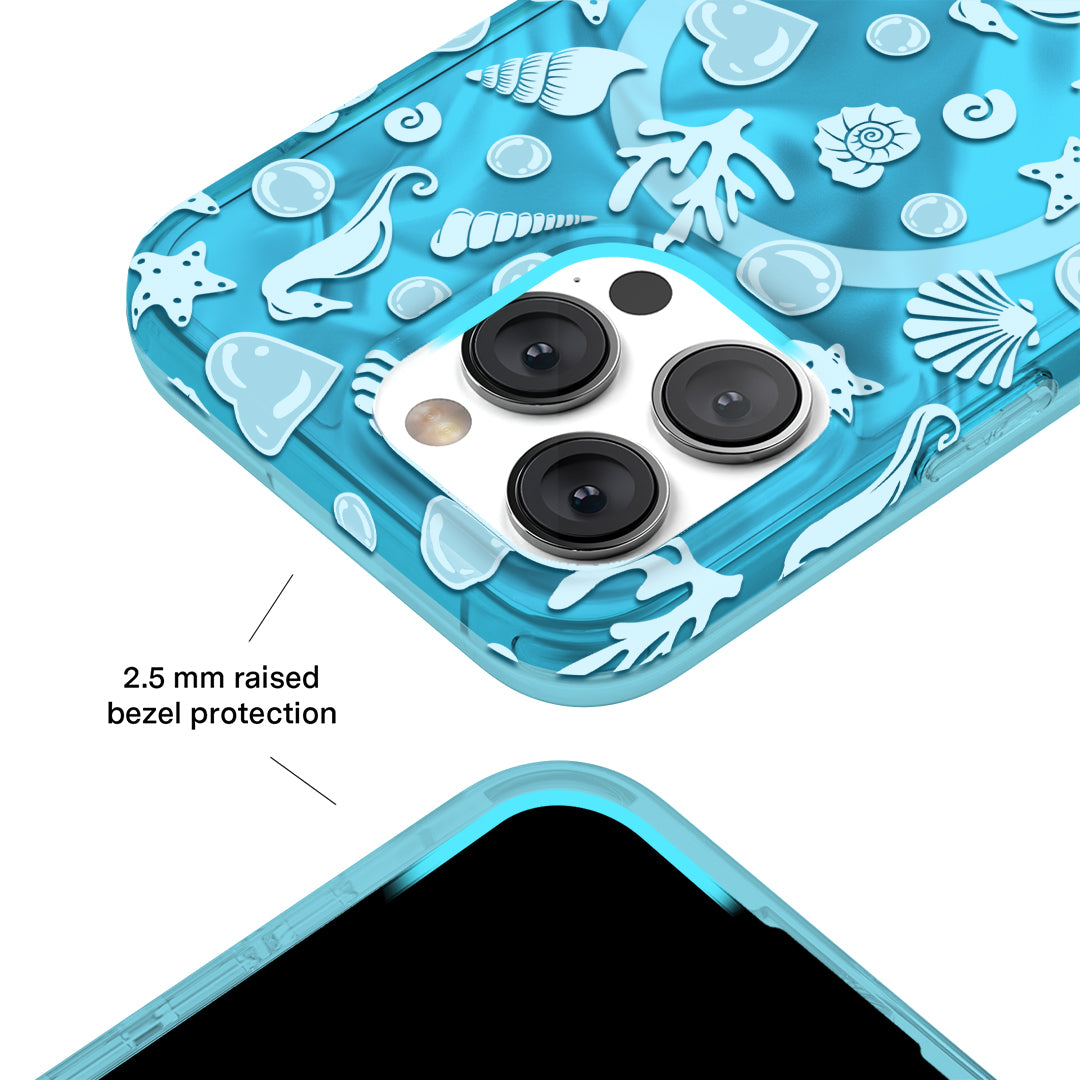 Aquamarine Holographic iPhone Case - Durable & Stylish Phone Cover for iPhone 13/14/15, Waterproof & Shockproof Protection - Perfect for Everyday Use, Travel, and Outdoor Activities