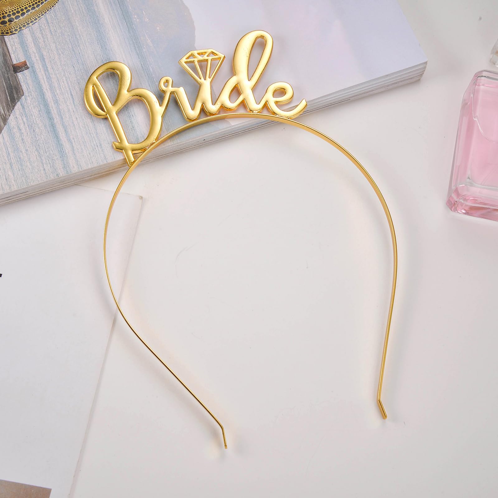 Bride to Be Set - 3-Piece Bridal Accessories Kit with Sash, Tiara Headband & Shoulder Veil for Bachelorette Party & Bridal Shower Decor (Gold) | Perfect for Wedding Showers, Engagement Parties & Pre-Wedding Celebrations