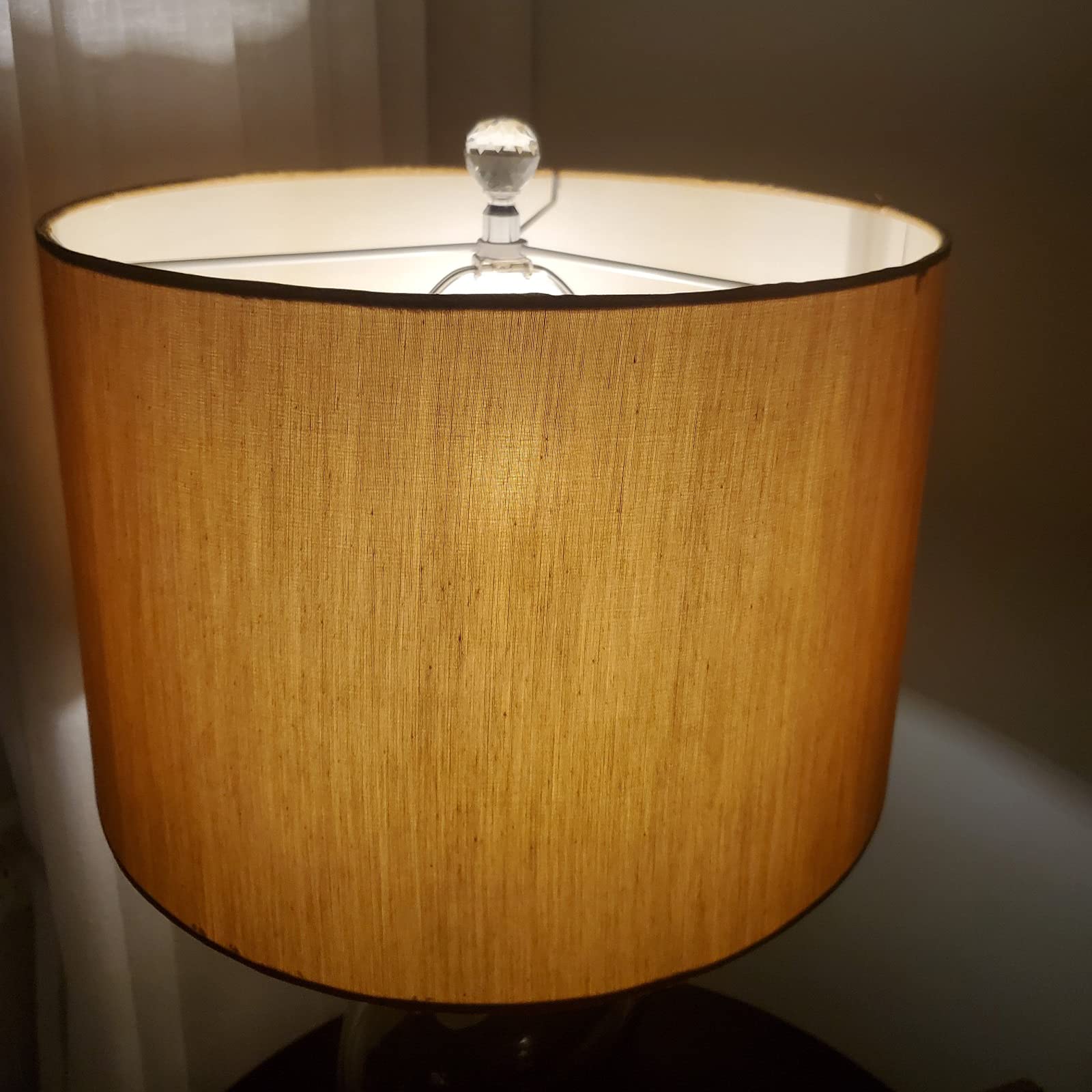Modern Glass Bedside Table Lamp with Fabric Lampshade - 25.6