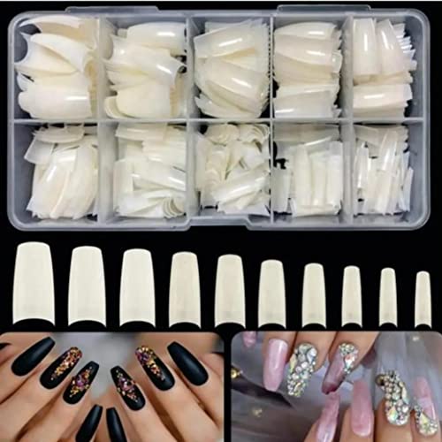 500Pcs Clear Acrylic Fake Nails with Storage Case - Long Lasting Press on Nails for Salon, DIY Nail Art & Special Occasions | Perfect for Weddings, Parties & Everyday Wear