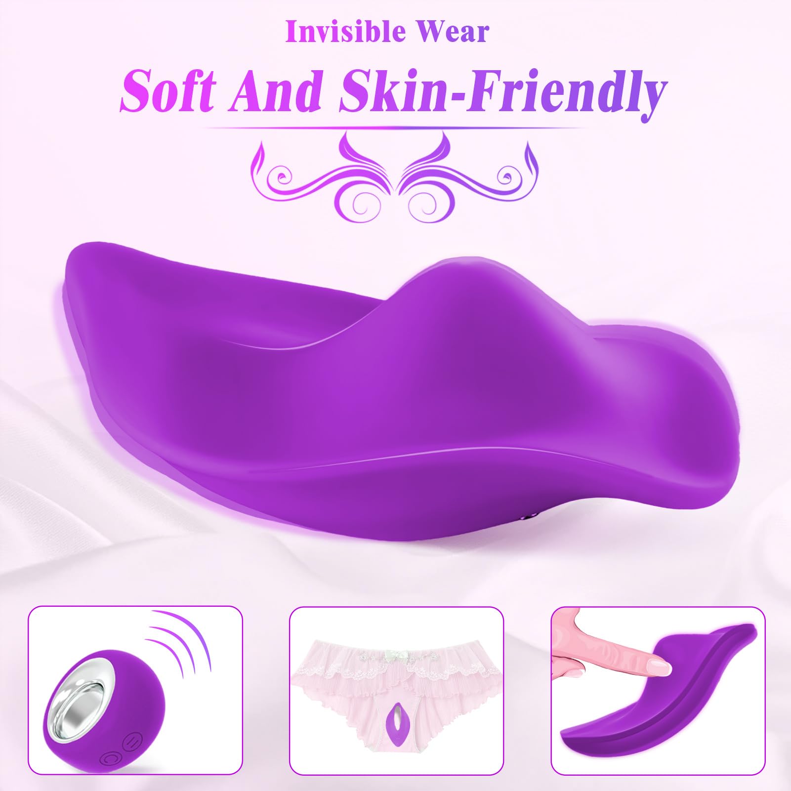 Remote Control Wearable Panty Vibrator for Women & Couples - 12 Powerful Vibration Modes, Quiet Rose Design - Perfect for Discreet Public Play, Couples Foreplay & Solo Pleasure