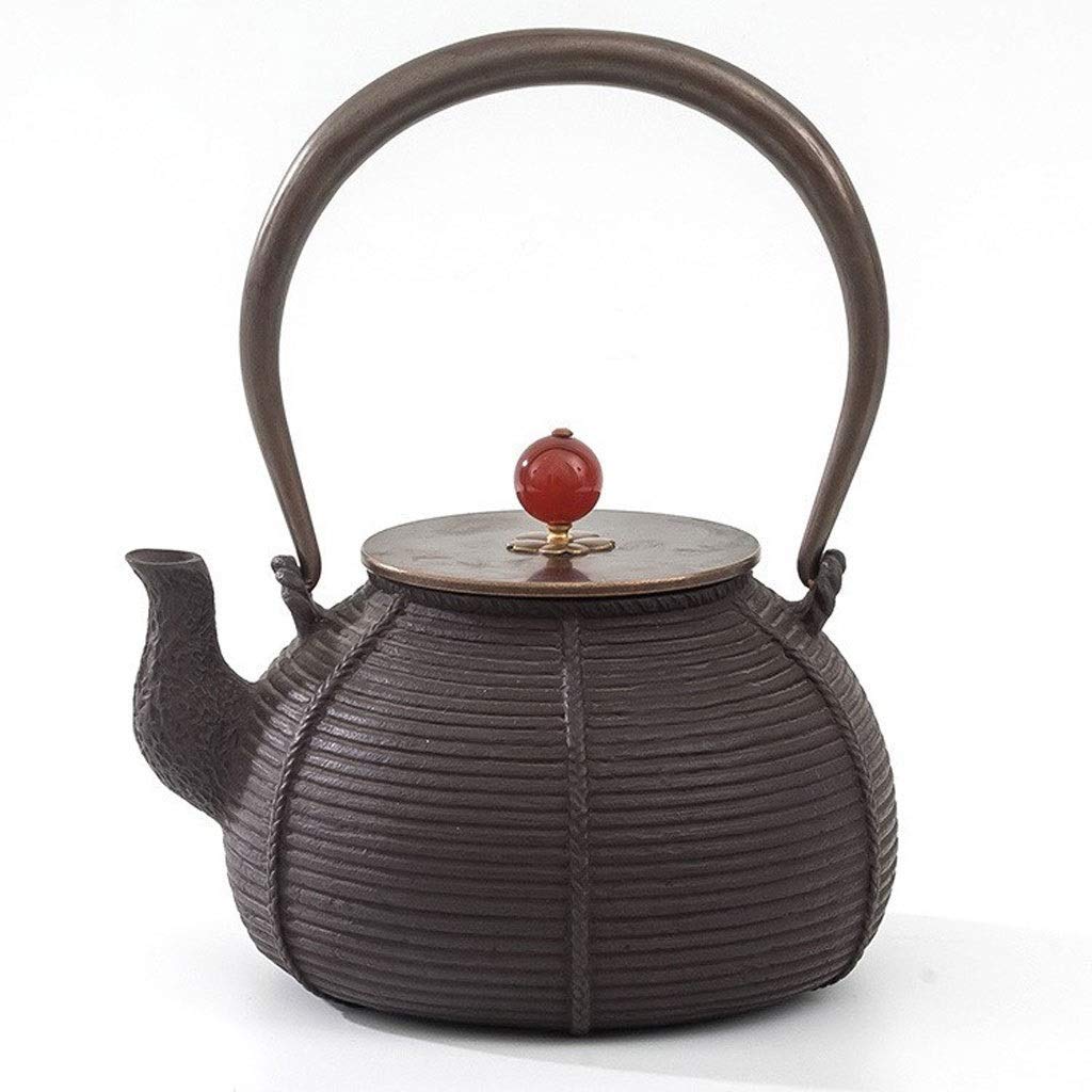 JHSHENGSHI 1.0L Cast Iron Teapot - Uncoated Ceramic Teapot with Oxidation Inner Wall, Vintage Style Kettle for Tea Brewing - Compatible with Charcoal Stove & Induction Cooker - Perfect for Home, Office, and Outdoor Tea Ceremonies
