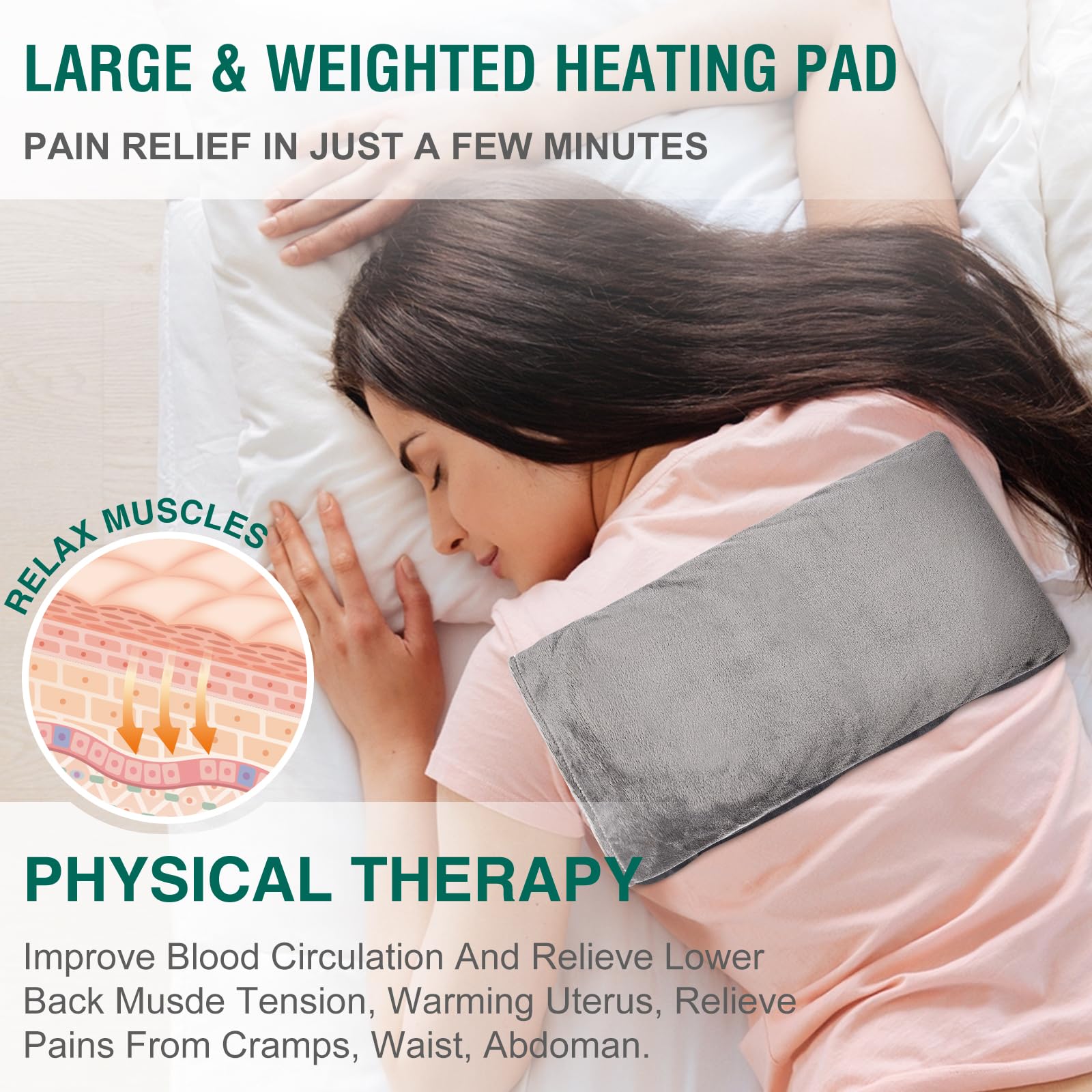 Microwavable Heating Pads 13x7 Inch - Moist Heat Therapy for Back Pain, Neck & Shoulder Relief - Reusable Rice & Bean Bag Hot Pack with Washable Cover - Perfect for Muscle Aches, Joint Pain & Cramps - Ideal for Home, Office & Travel Use