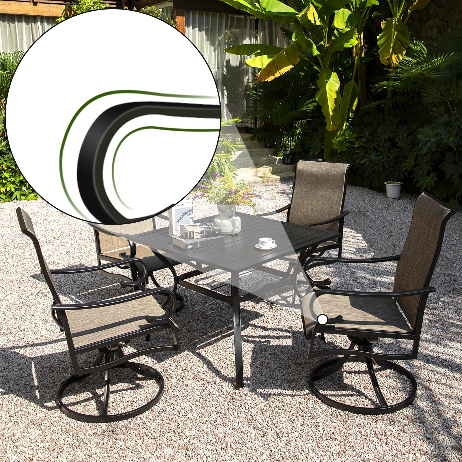 MEOOEM 8-Piece Outdoor Patio Dining Set - Large Rectangle Metal Table & 8 Textilene Mesh Chairs - Durable Garden Furniture for Backyard, Poolside & BBQ Entertaining