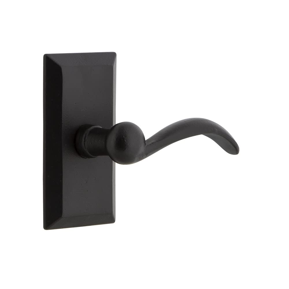 Ageless Iron 657566 VALTIN SD RH Rustic Cast Iron Right Handed Non-Turning One-Sided Door Lever with Tine Lever - Vintage Style Door Handle for Farmhouse, Cabin & Rustic Home Decor