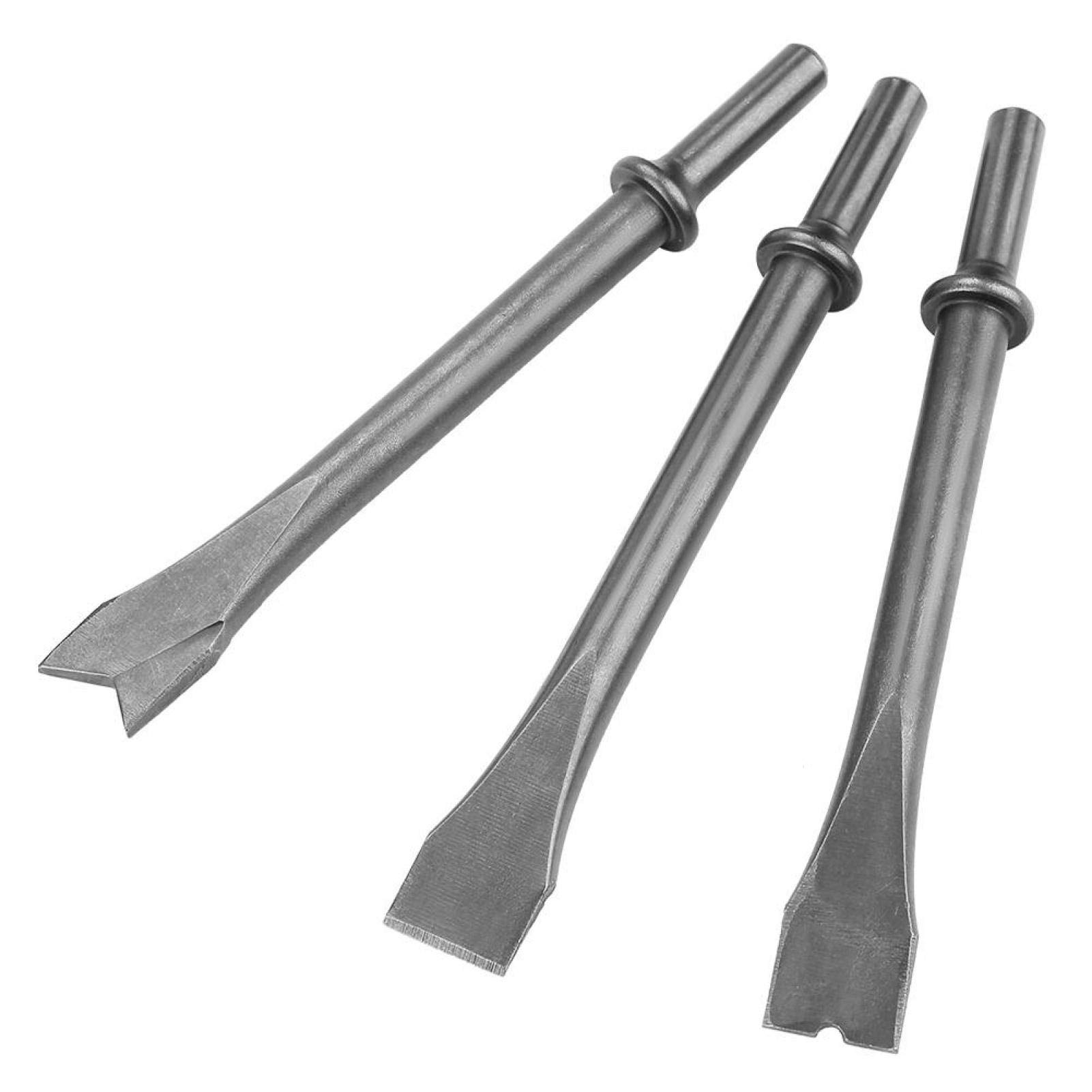 Cigemay 3-Piece Air Hammer Chisel Set - Extra Long Round Shank Pneumatic Hammer Bits for Metalworking, Auto Repair & Demolition | Heavy Duty Air Hammer Accessories for Professional Mechanics & DIY Projects
