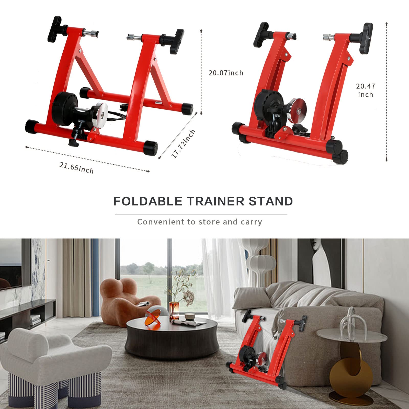 8-Level Magnetic Resistance Bike Trainer for Indoor Cycling - Compatible with 26