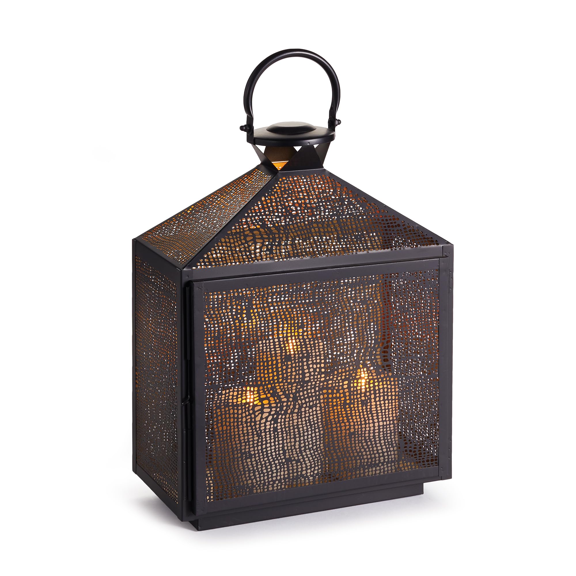 Napa Home & Garden Amhurst Lantern Medium Black and Gold - Outdoor/Indoor Decorative Lighting for Patio, Garden, Porch, and Entryway