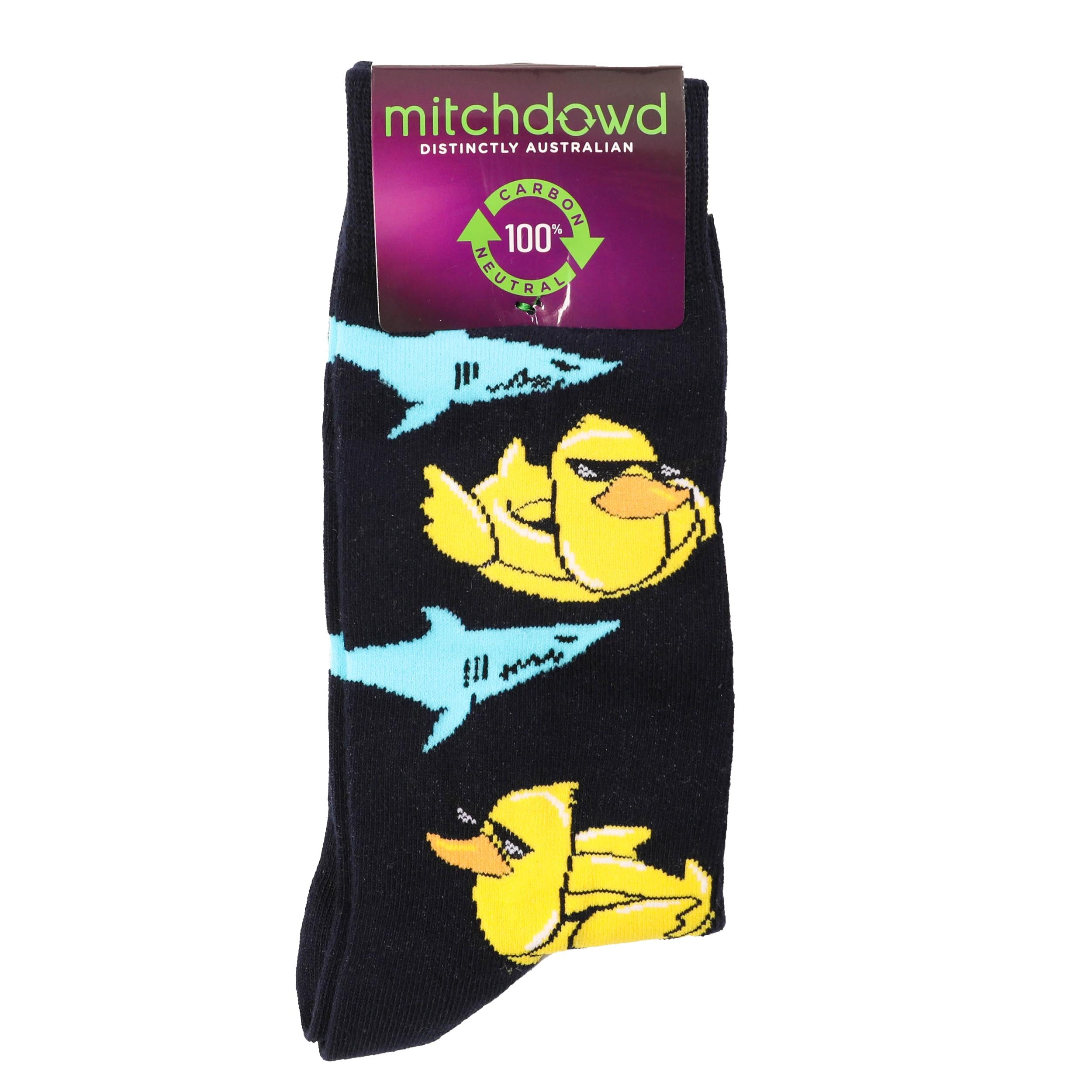 Men's Funny Duck Pattern Cotton Crew Socks - Navy Blue - Comfortable Casual & Work Socks for Everyday Wear, Office, and Gifts